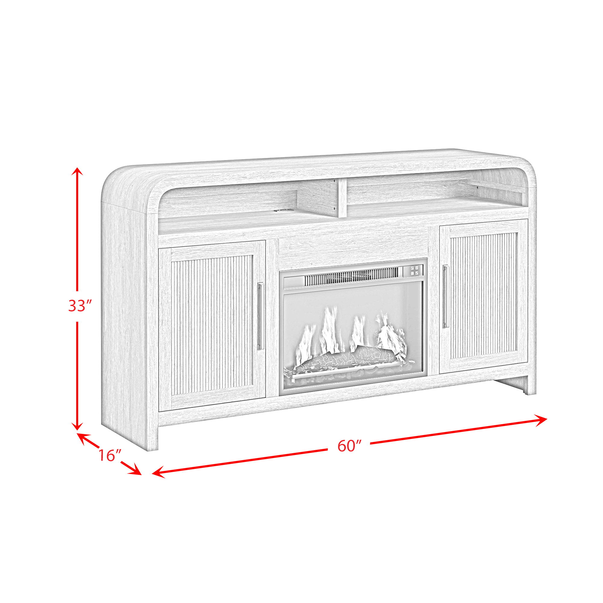 Ridgemont - Complete Fireplace Cabinet, Single Pack - Natural