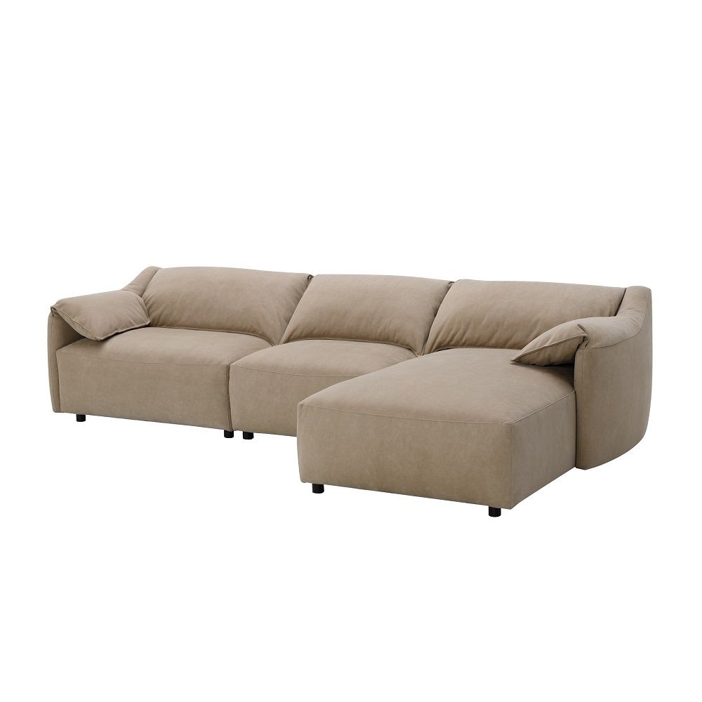 Veata - Sectional Sofa - Light Brown Suede, light brown, view 3