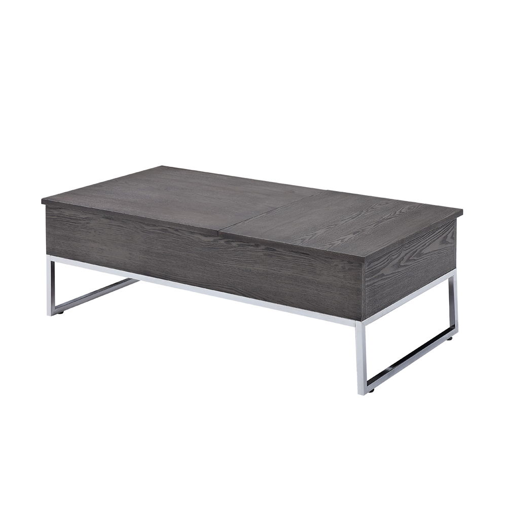 Iban - Coffee Table With Lift Top - Gray Oak & Chrome, dark gray, view 2