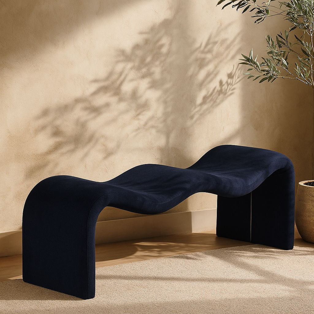 Willow - Chenille Bench - Navy