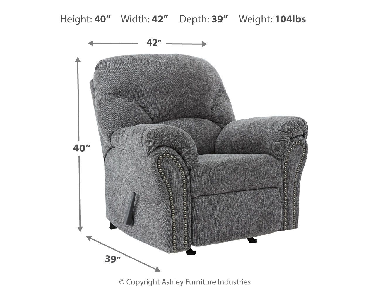 Ashley Furniture Allmaxx - Rocker Recliner - Pewter - Image 4