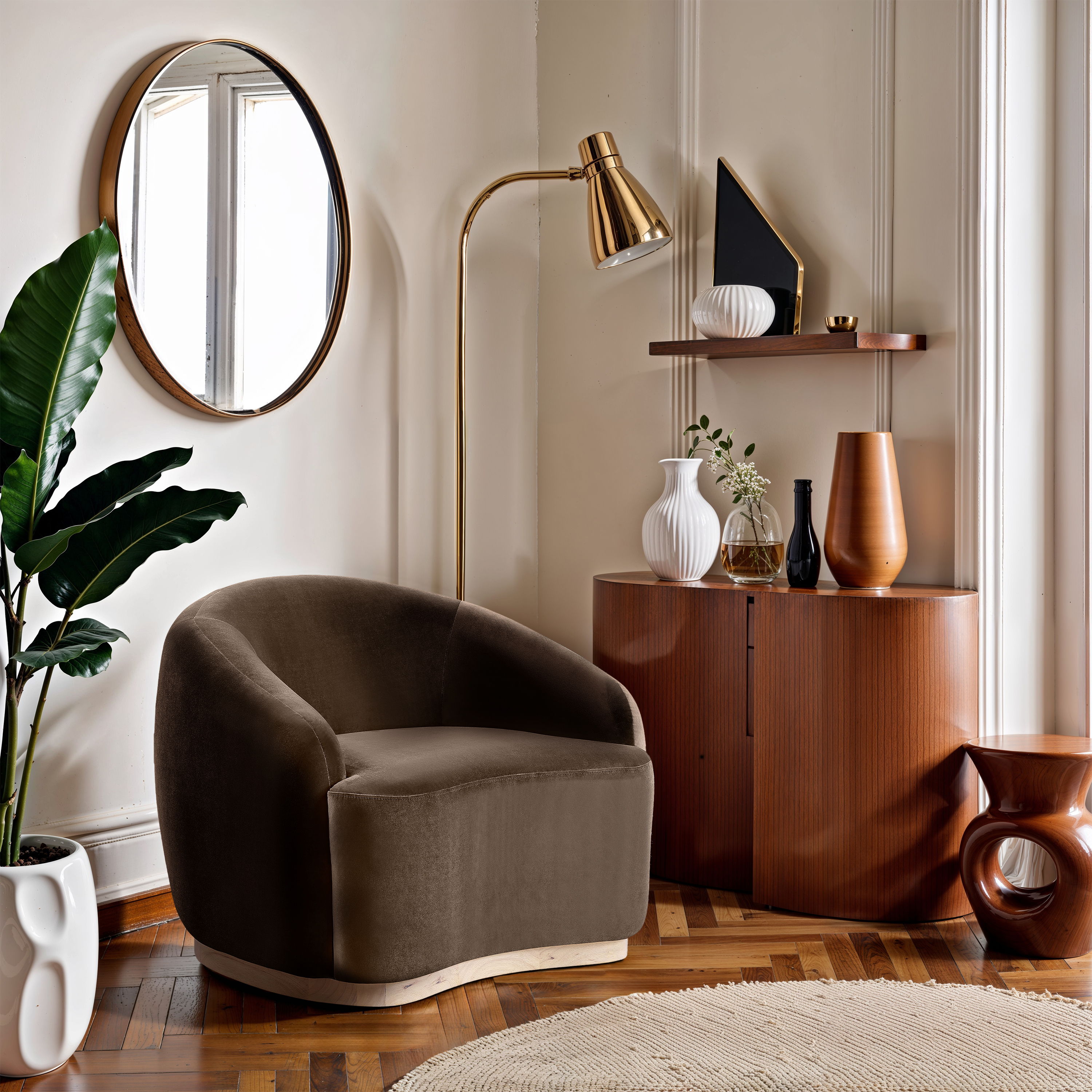 Gustavo - Velvet Upholstered Chair - Brown