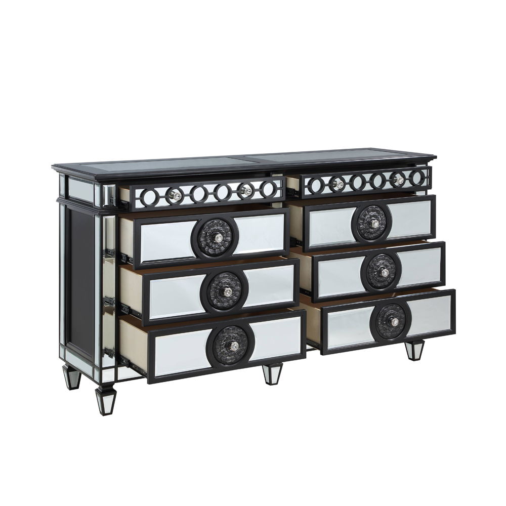 Varian II - Dresser - Mirrored, Black & Sliver, black, view 5