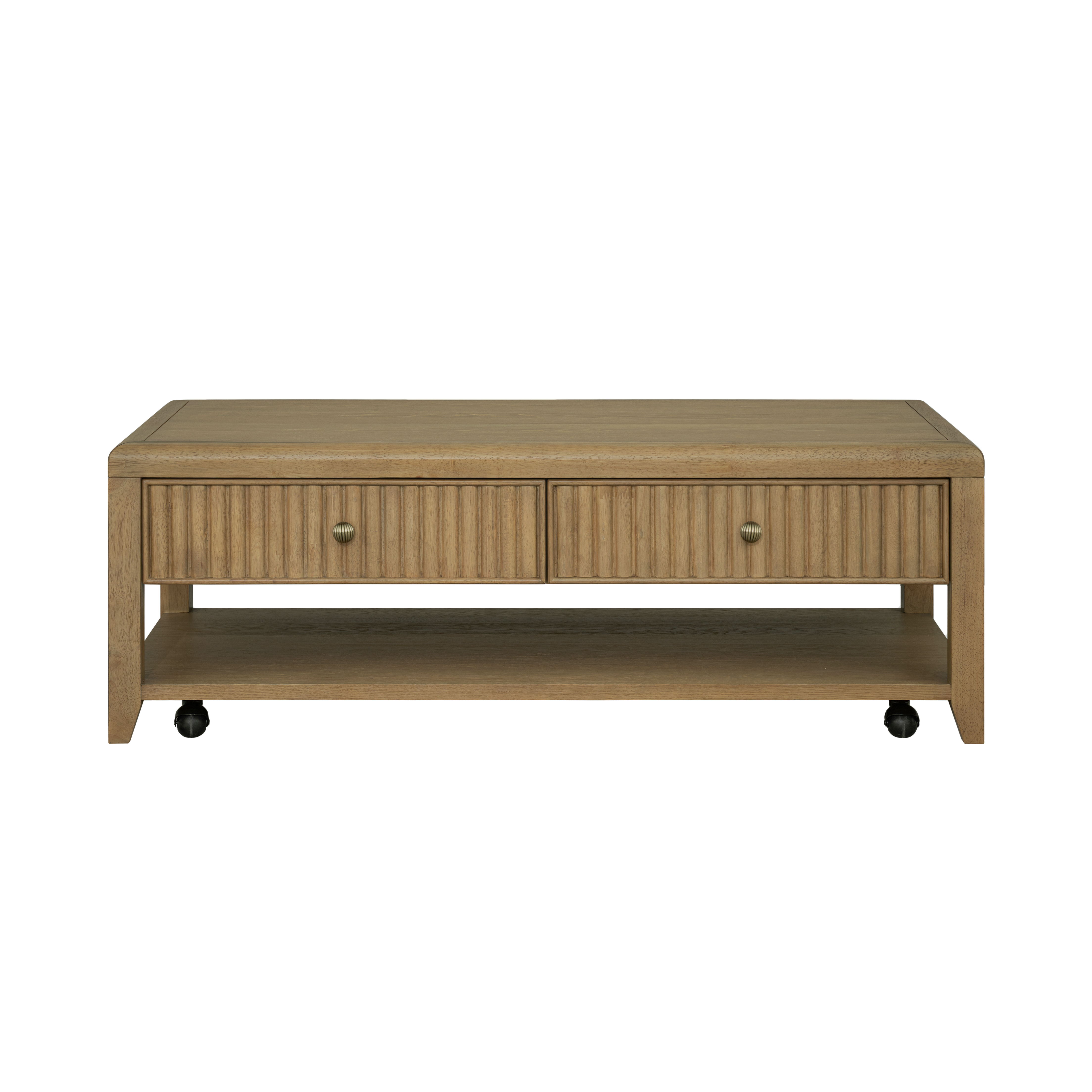 Reed - Rectangular Coffee Table With Casters - Driftwood Oak, dark brown, view 2
