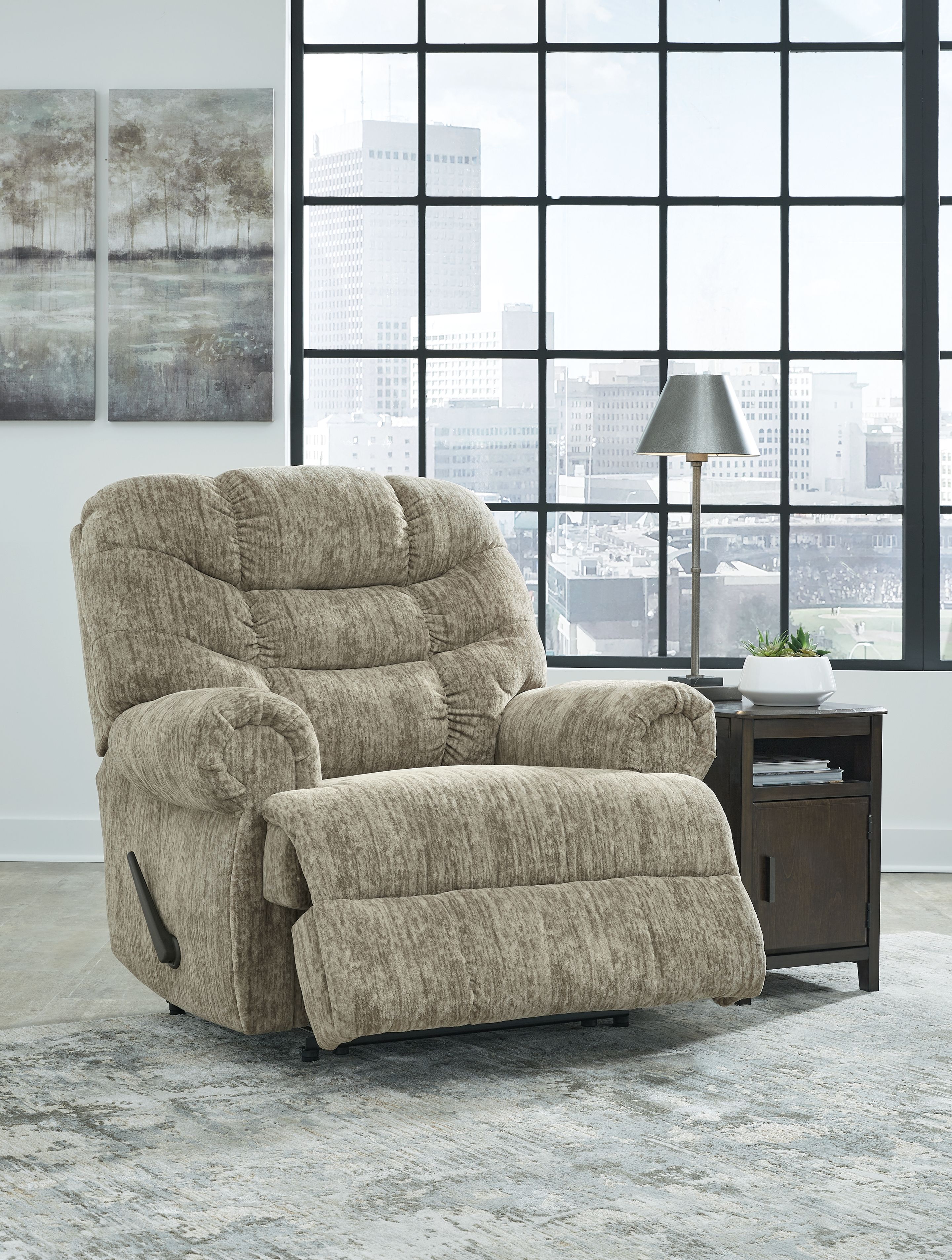 Ashley Furniture Movie Man - Zero Wall Recliner - Taupe - Image 8