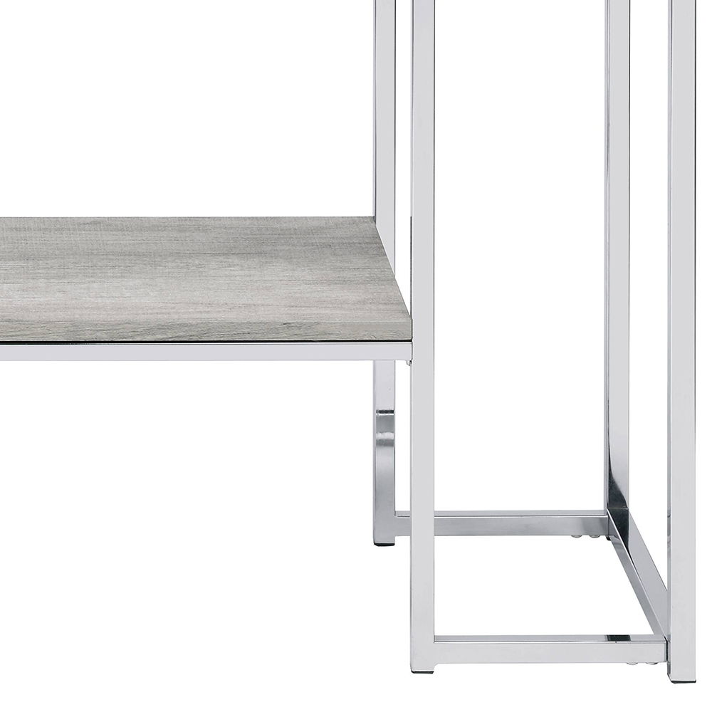 Chafik - Sofa Table - Natural Oak & Chrome, light brown, view 3