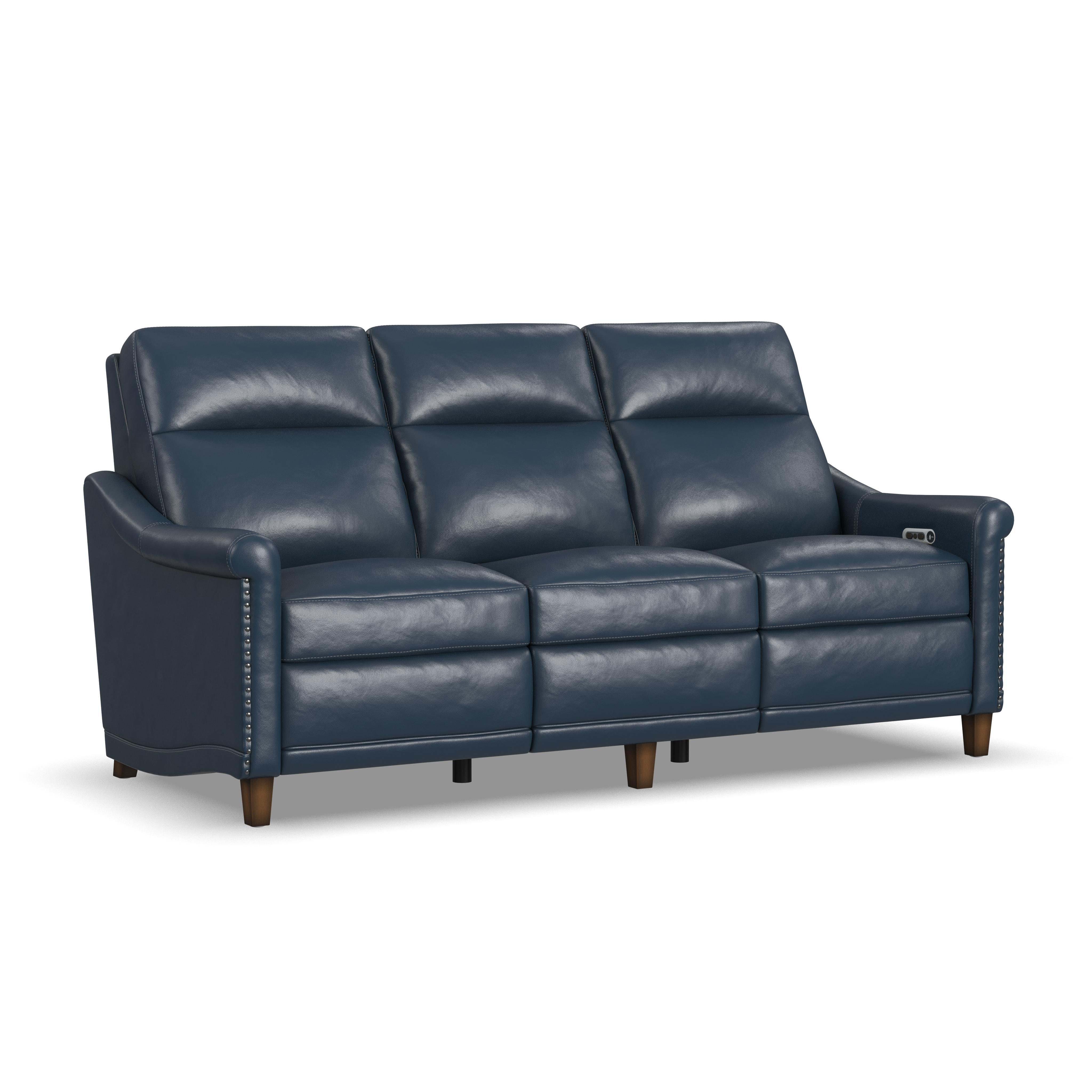 Elizabeth - Power Reclining Sofa With Power Headrest - Sea, blue