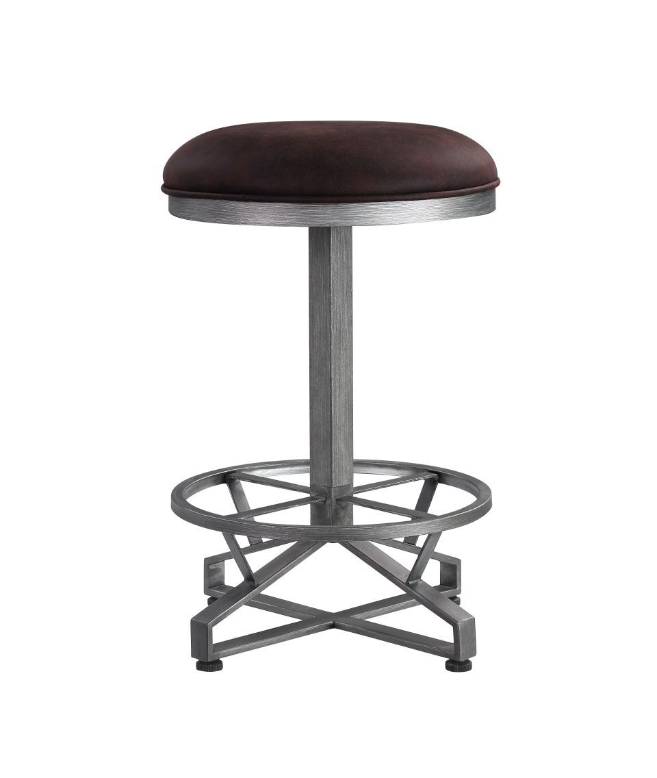Evangeline - Counter Height Stool (Set of 2) - Rustic Brown Fabric & Black, dark brown