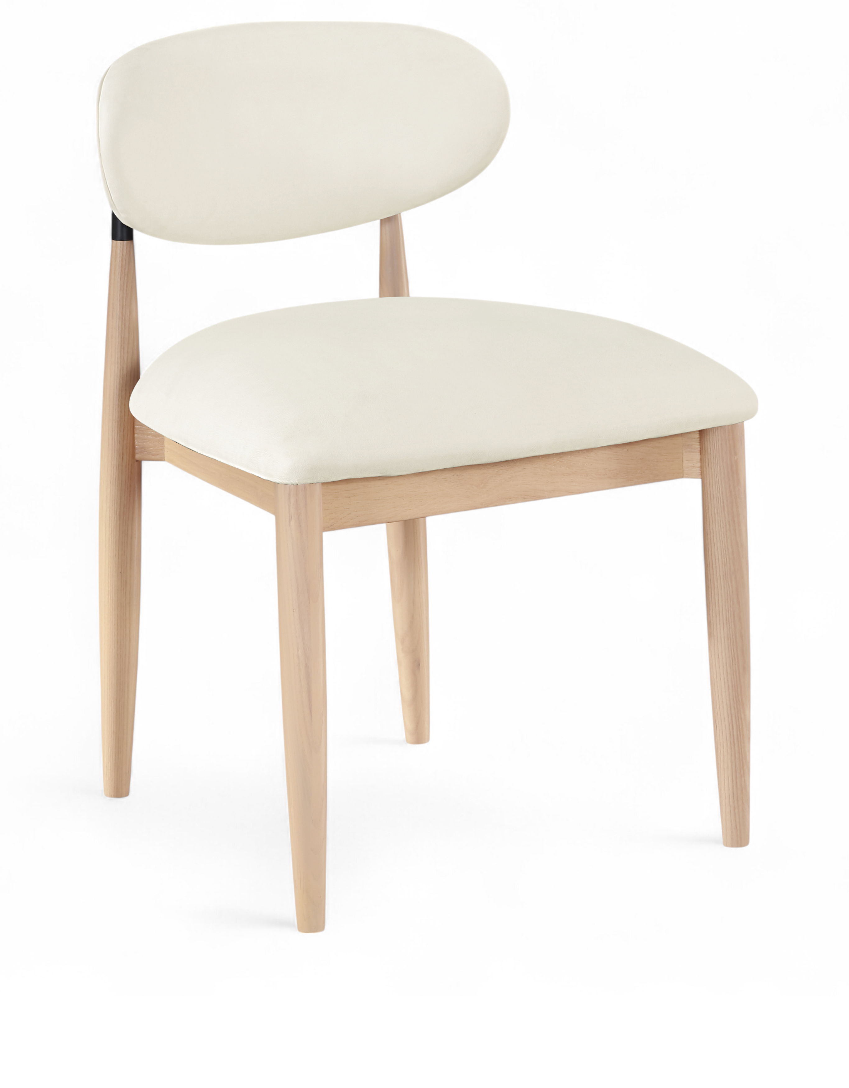 Riccio - Upholstered Dining Side Chair (Set of 2) With Light Brown Legs - Cream