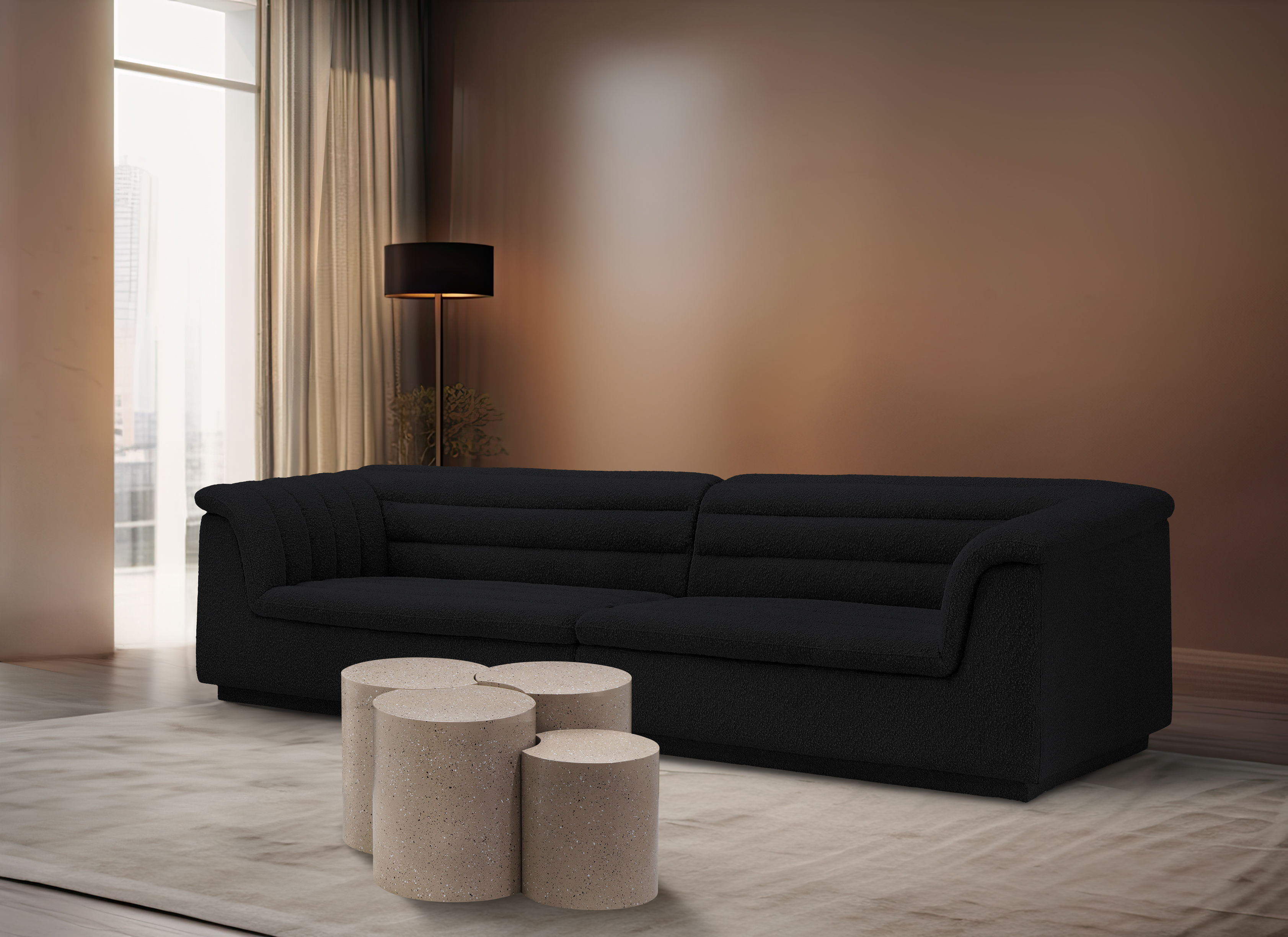 Dimple - 4 Piece Modular Coffee Table - Taupe Terazzo
