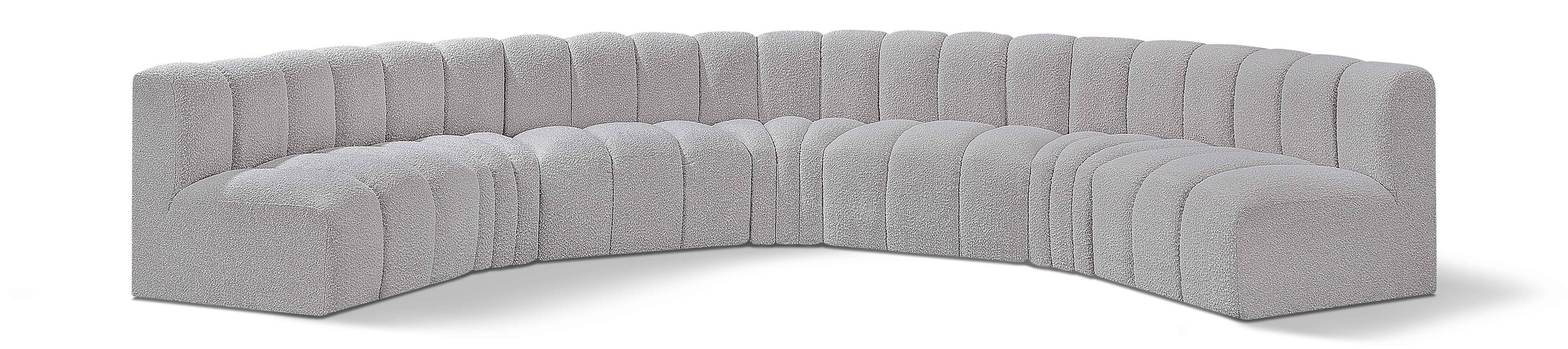 Arc - Boucle Fabric 7 Piece U-Shaped Modular Sofa - Gray