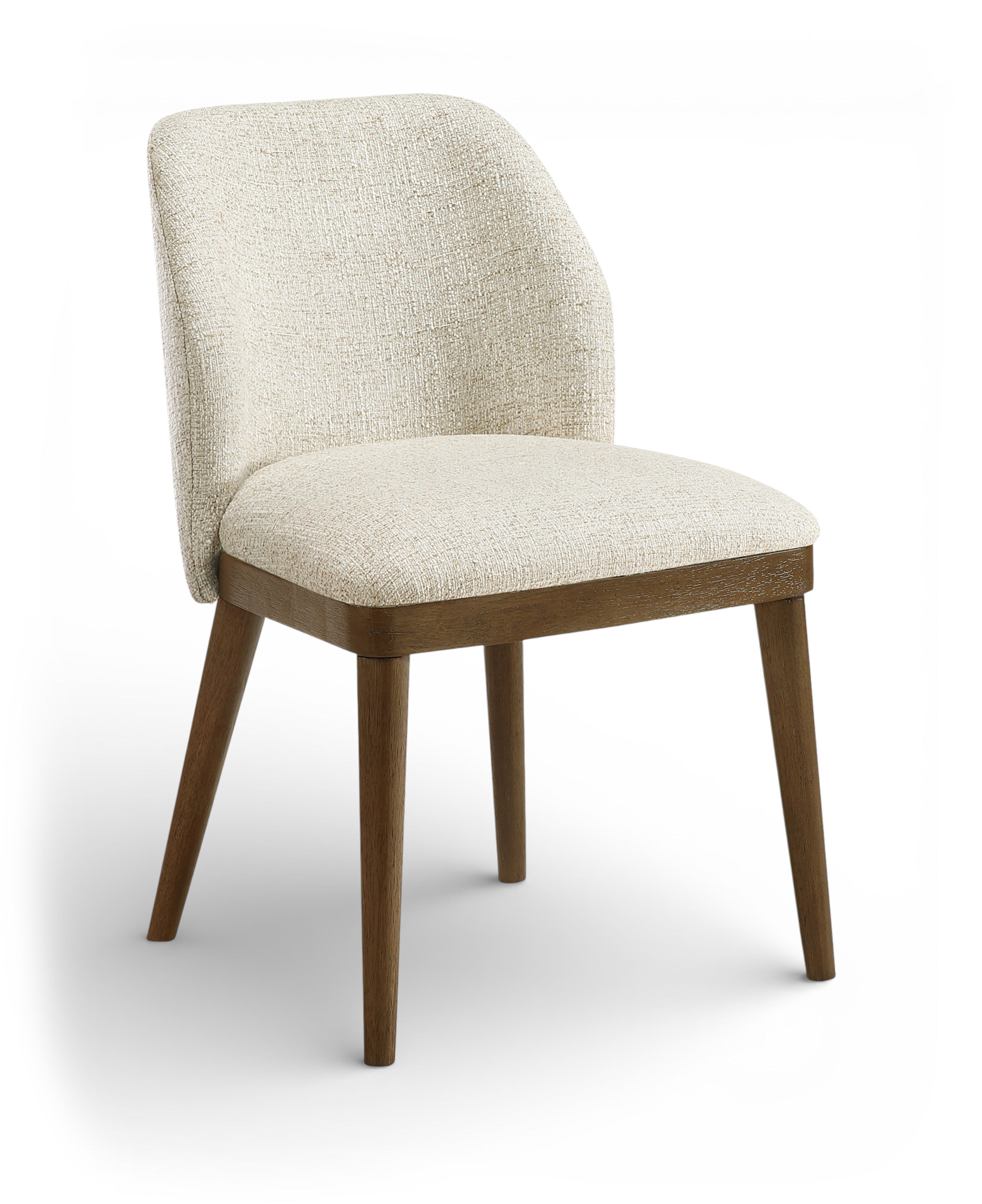 Valeo - Linen Textured Fabric Upholstered Dining Chair (Set of 2) - Beige / Painted Brown
