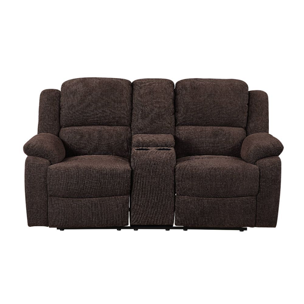 Madden - Motion Loveseat With Console - Brown Chenille, dark brown, view 2