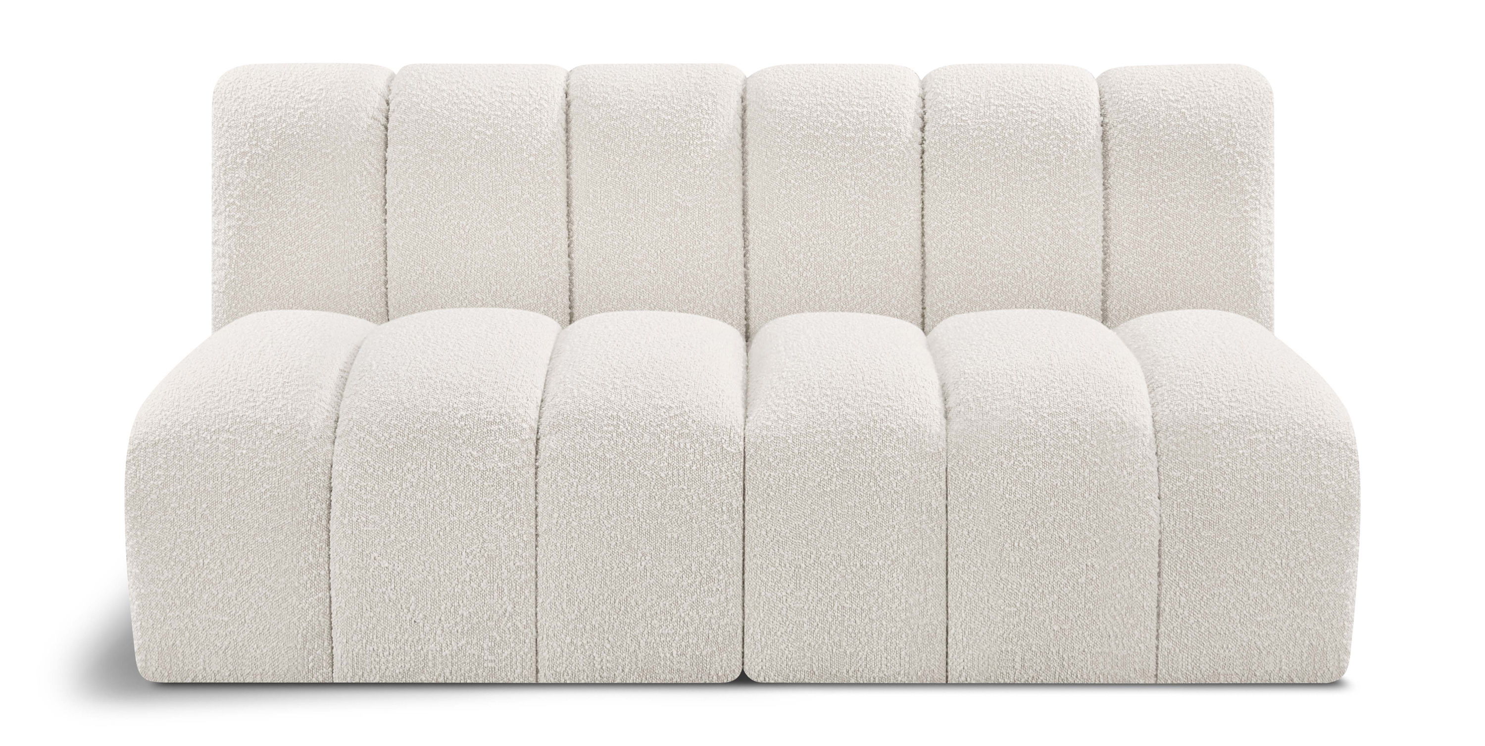 Arc - Boucle Fabric 2 Seats Modular Sofa - Cream