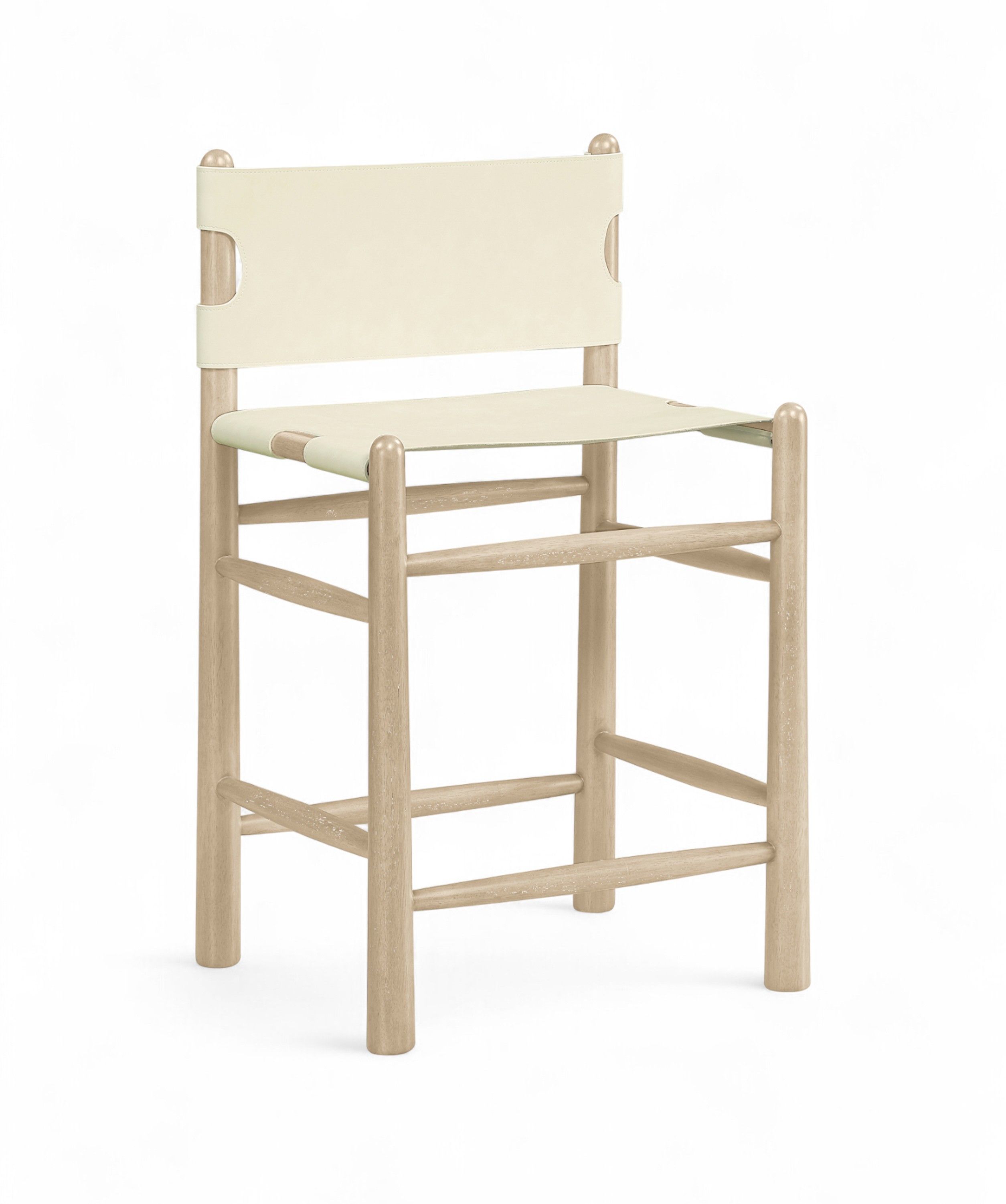 Santos - Vegan Leather Upholstered Counter Stool - Cream / Stained Natural