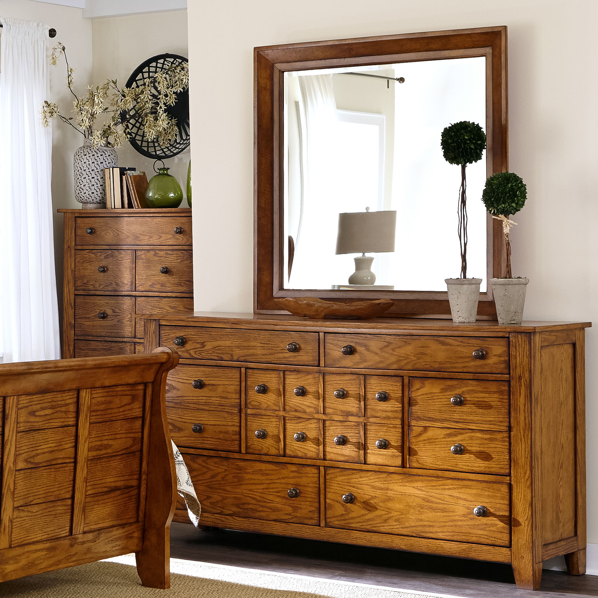 Liberty Furniture Grandpas Cabin - Dresser & Mirror - Light Brown