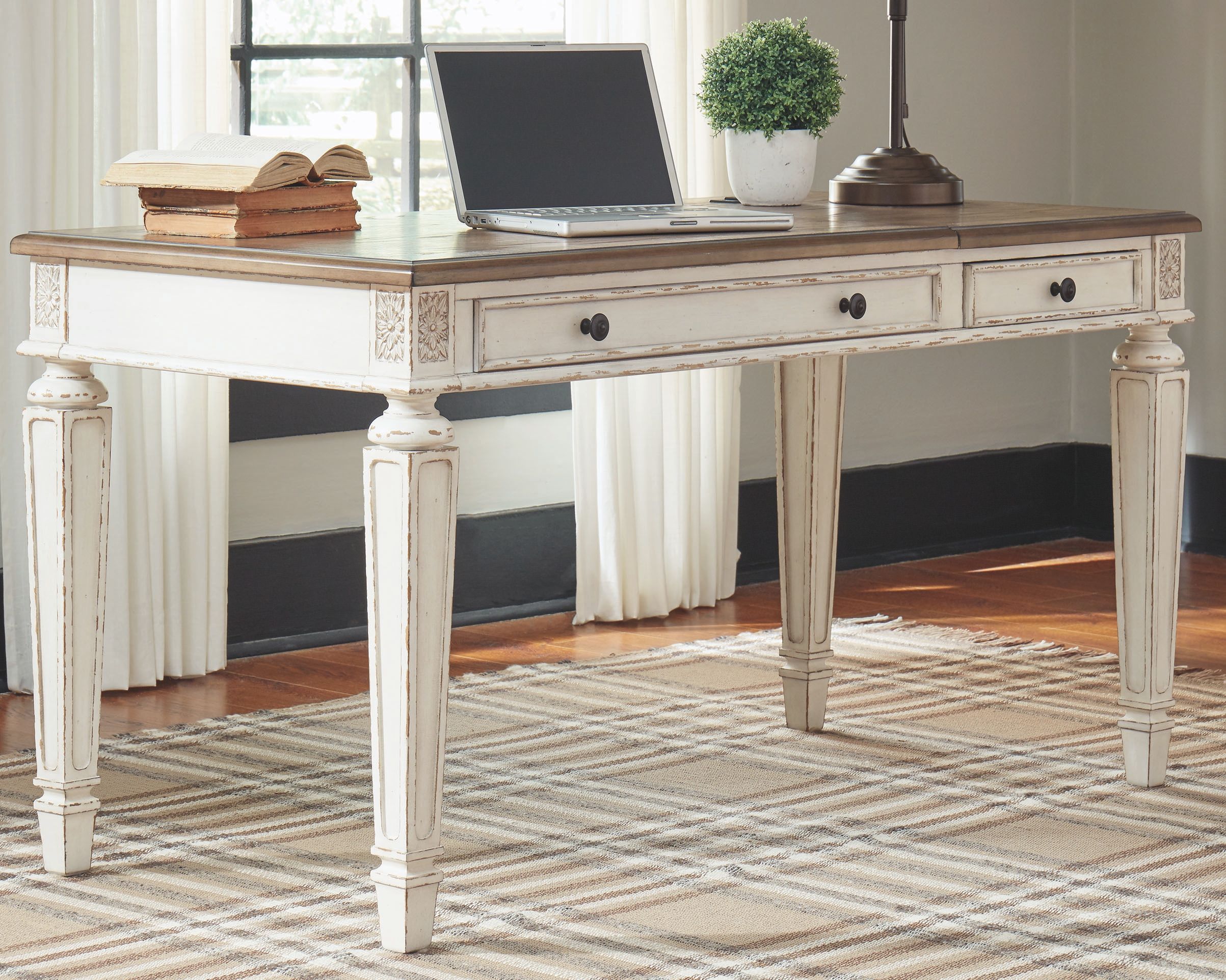 Ashley Furniture Realyn - Home Office Lift Top Desk - White / Brown - Image 2