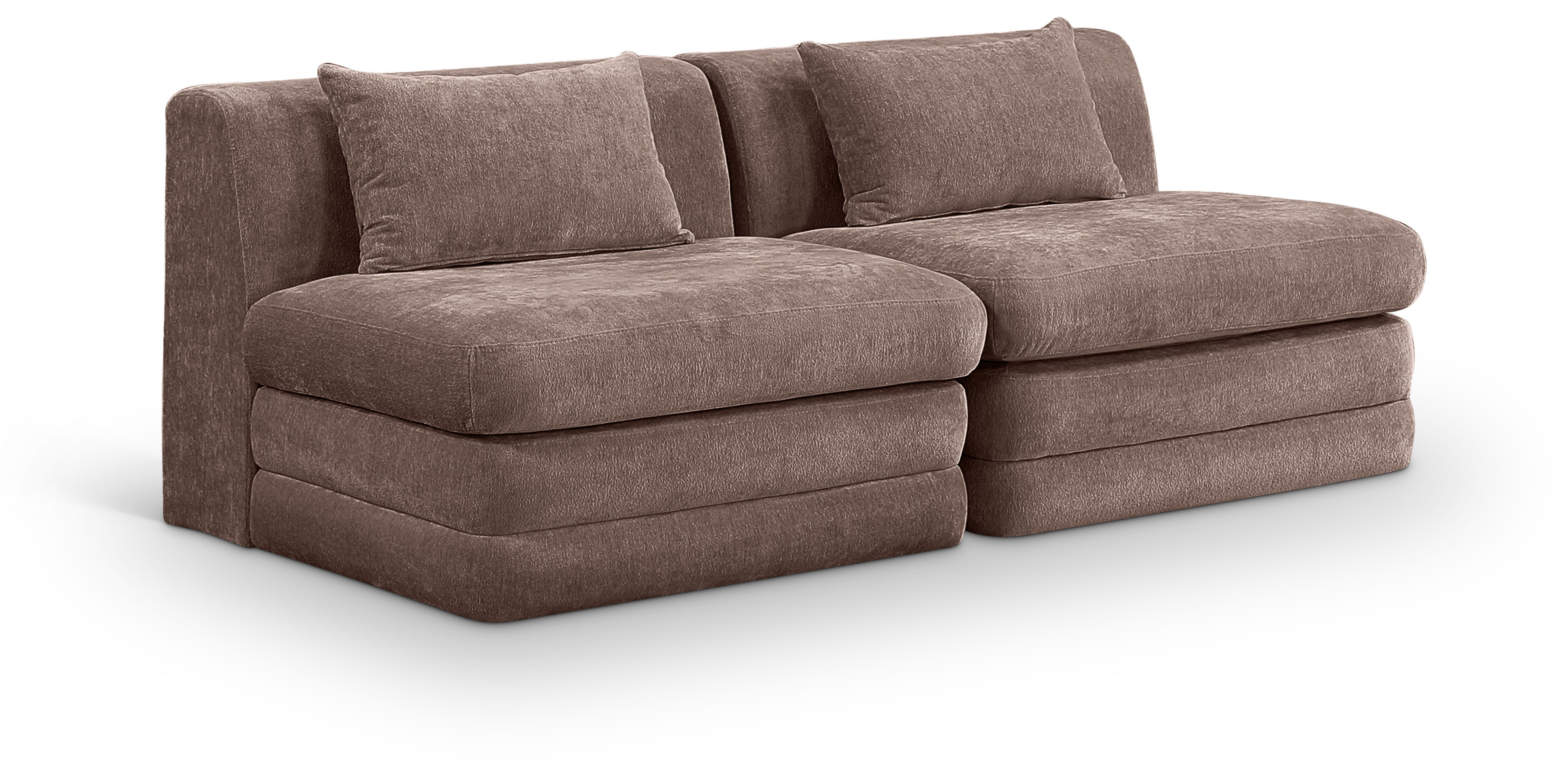 2 Pc · Chenille Fabric 76" Upholstered Modular Loveseat