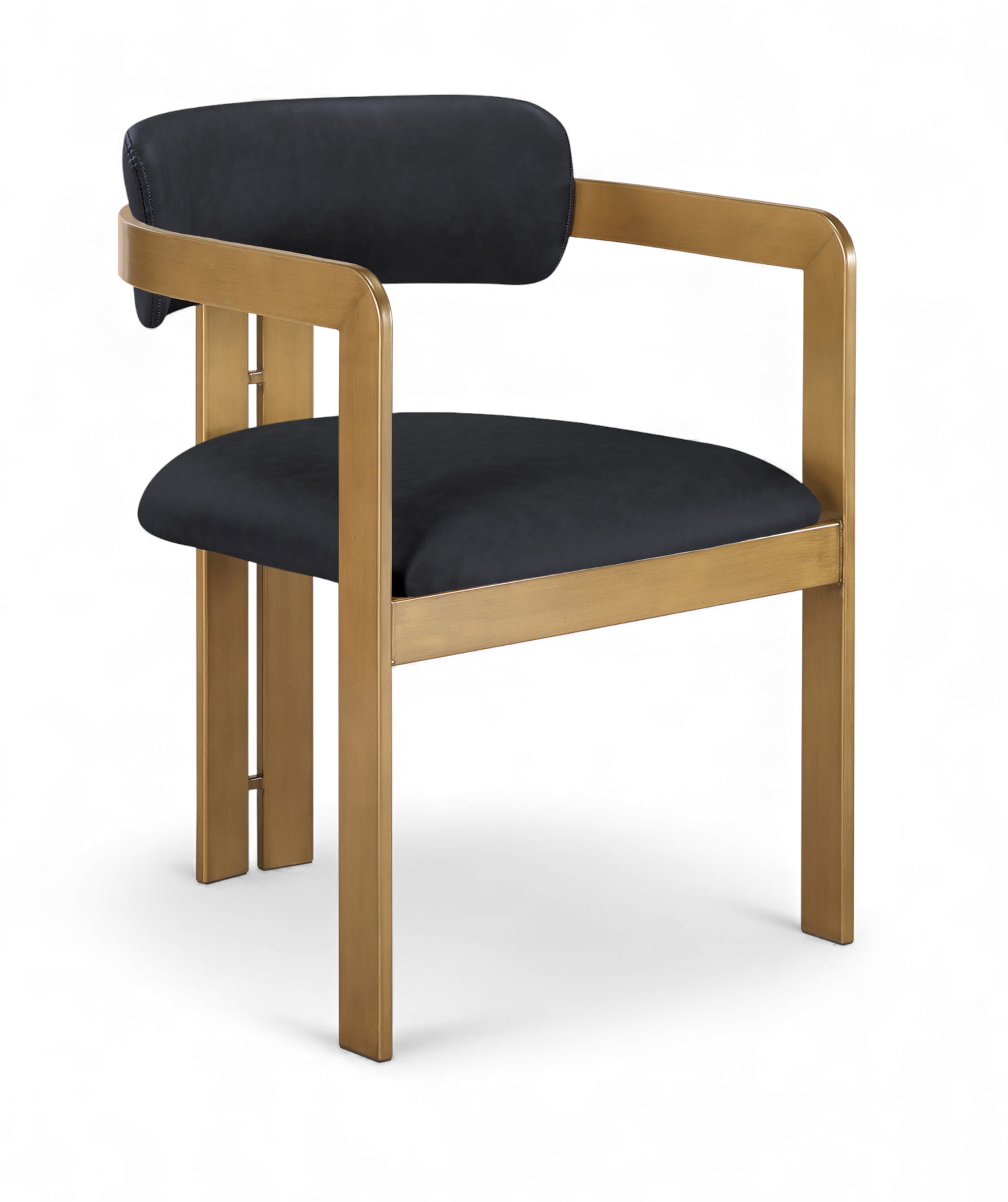 Aurum - Vegan Leather Upholstered Dining Chair (Set of 2) - Black / Brushed Brass
