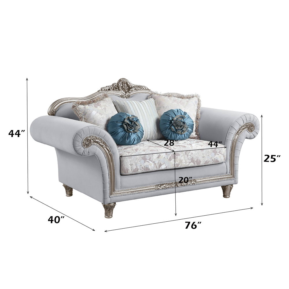 Pelumi - Loveseat With 5 Pillows - Light Gray Linen & Platinum, light gray, view 5
