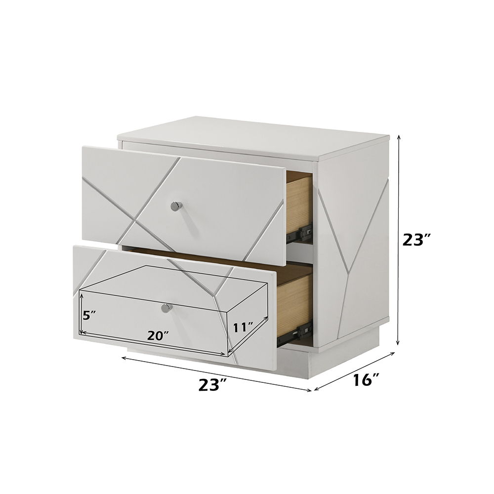 Esther - Nightstand - White / Silver, white, view 6