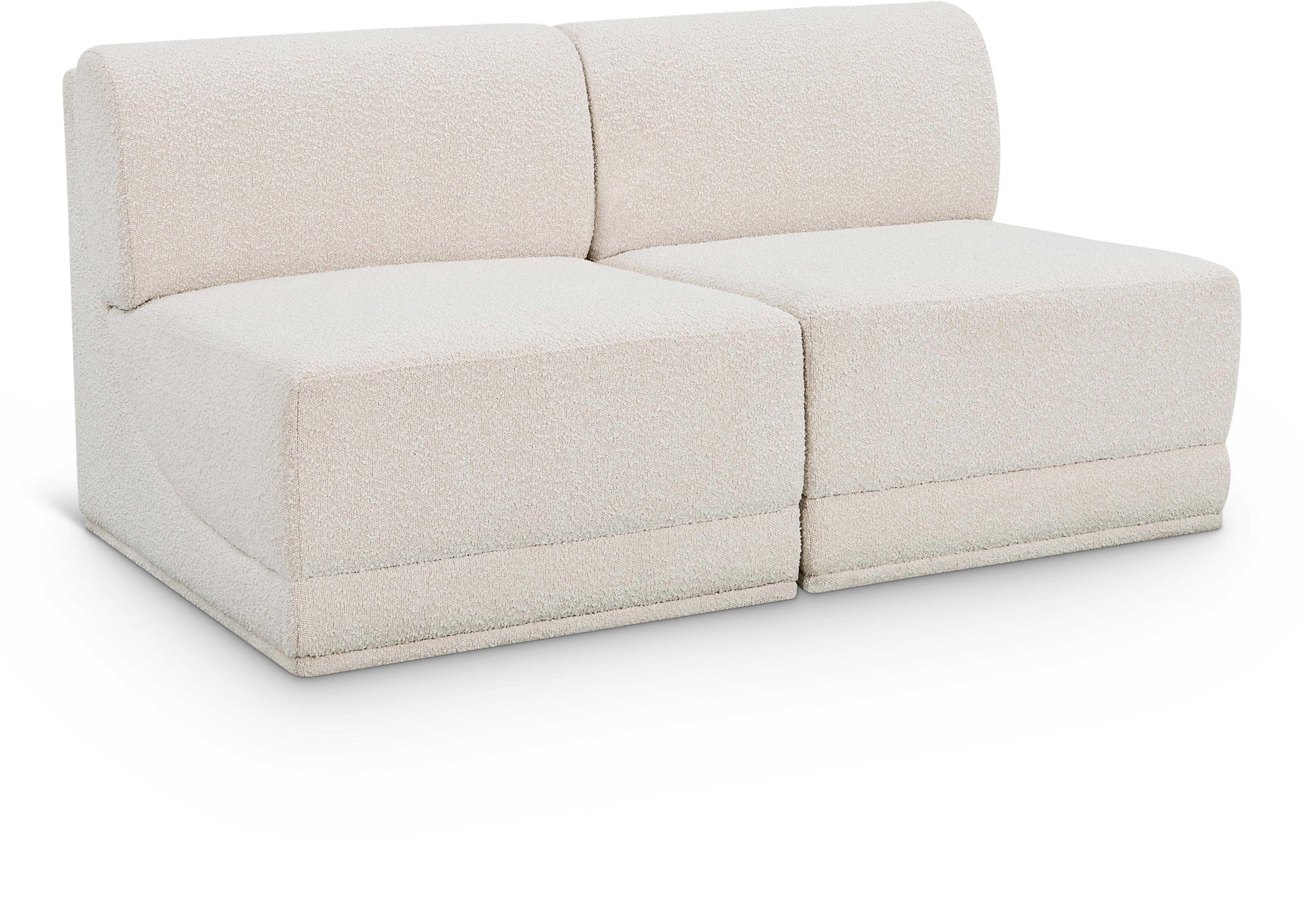 Ollie - 2 Seat Armless Modular Sofa - Cream