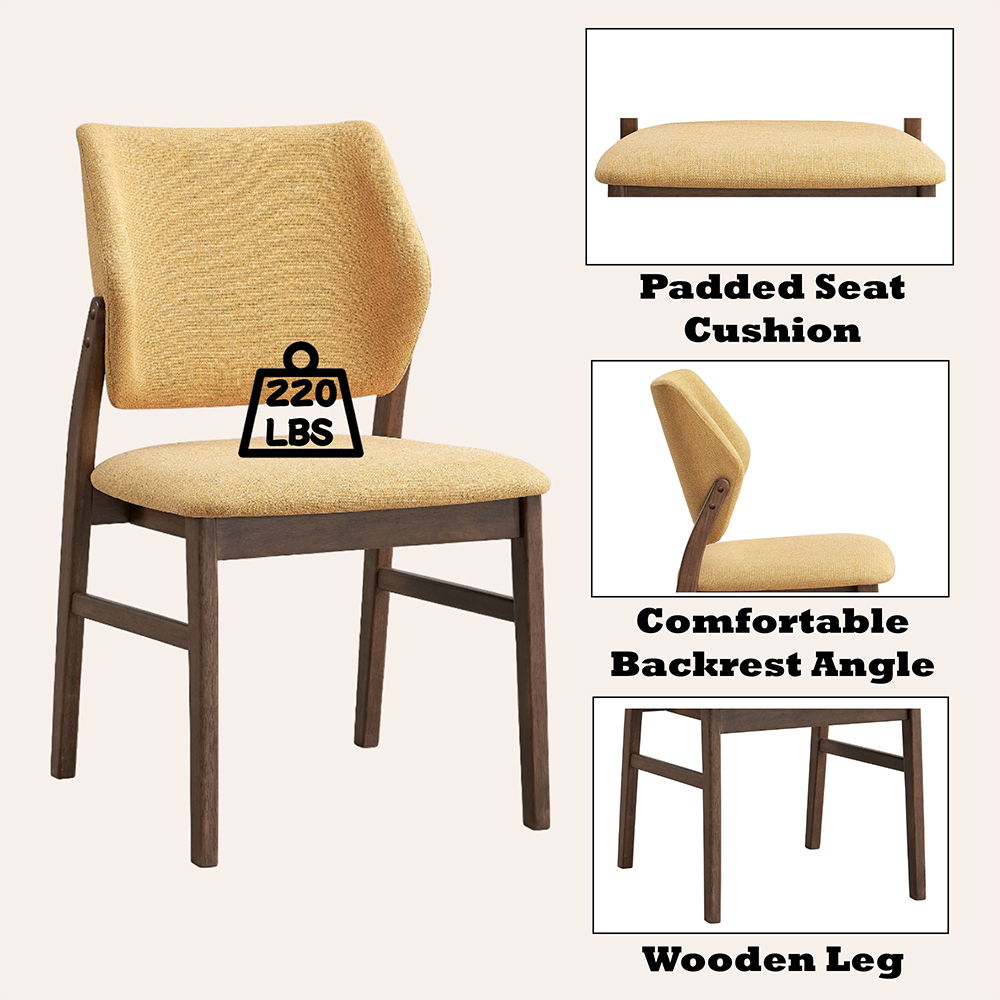 Sarha - Side Chair (Set of 2) - Yellow Fabric & Walnut, yellow, view 4