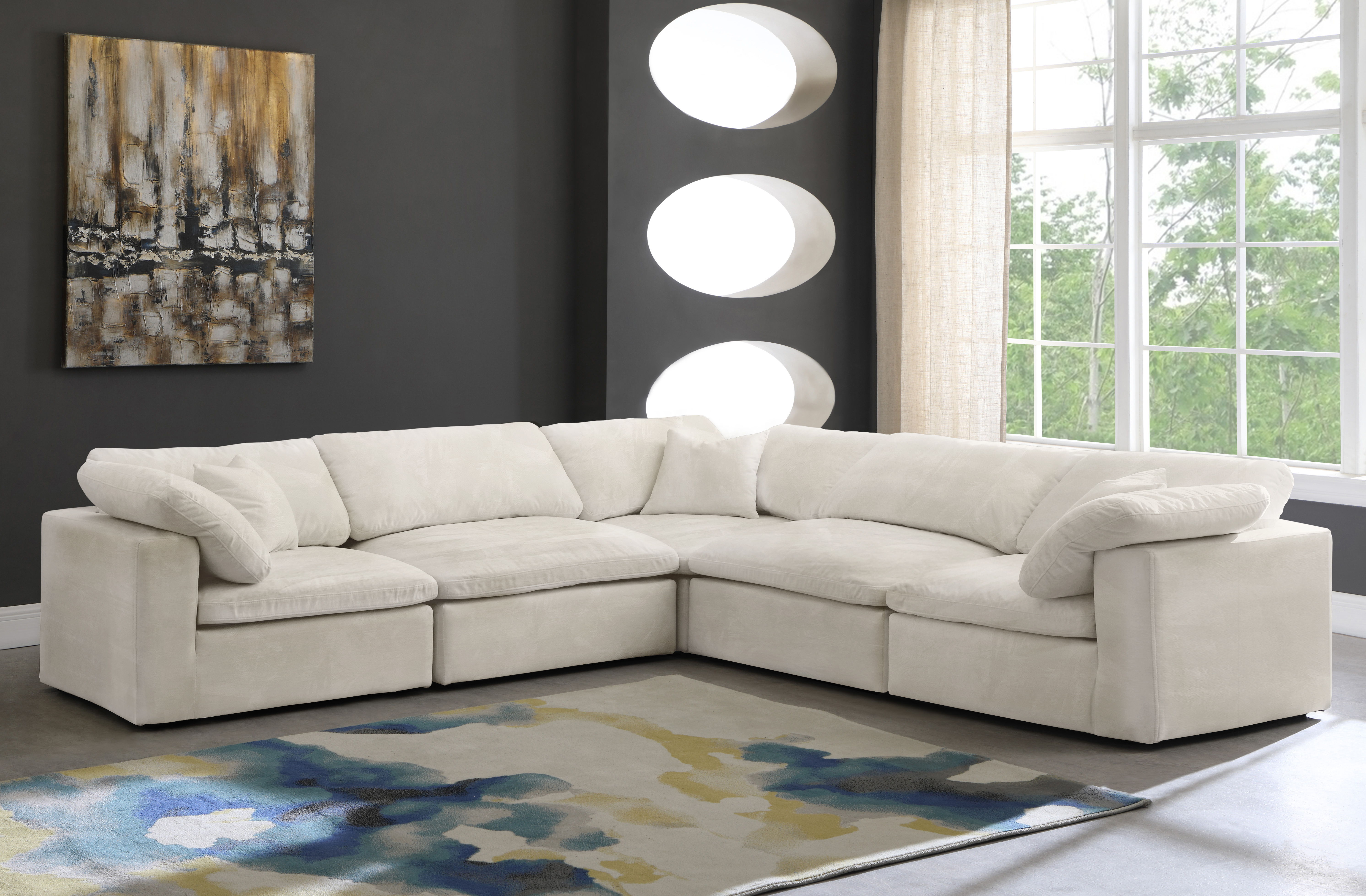 Cozy - 5 Piece Modular Corner Sectional - Beige