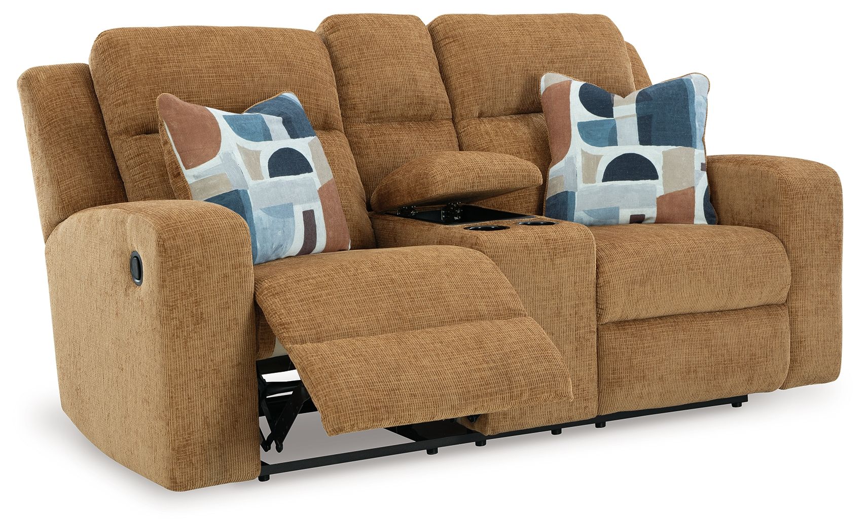 Ashley Furniture Kanlow - 2 Pc. - Reclining Sofa, Reclining Loveseat With Console - Honey - Image 7