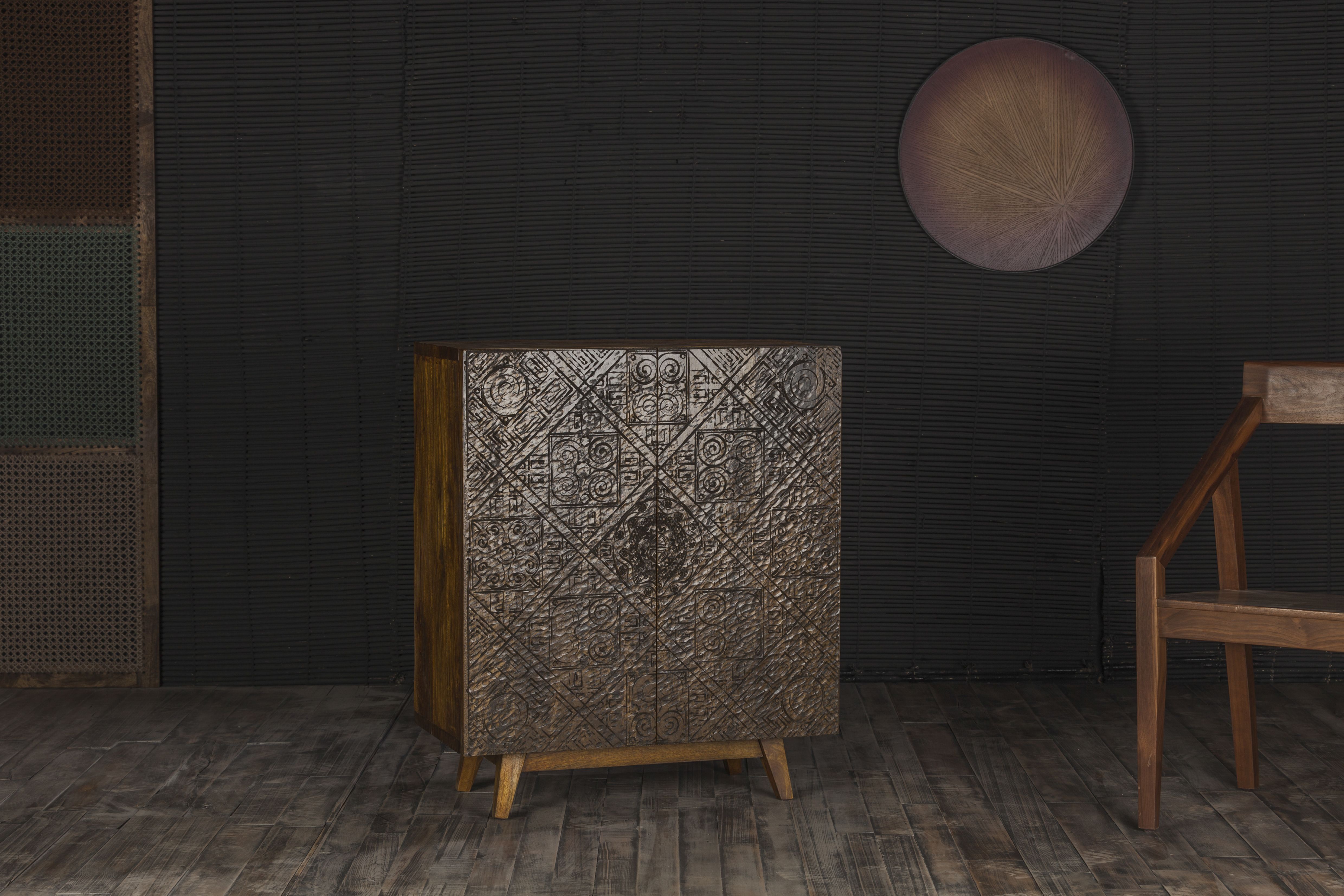 Calvary - Console Table - Gray Stone & Walnut, dark gray