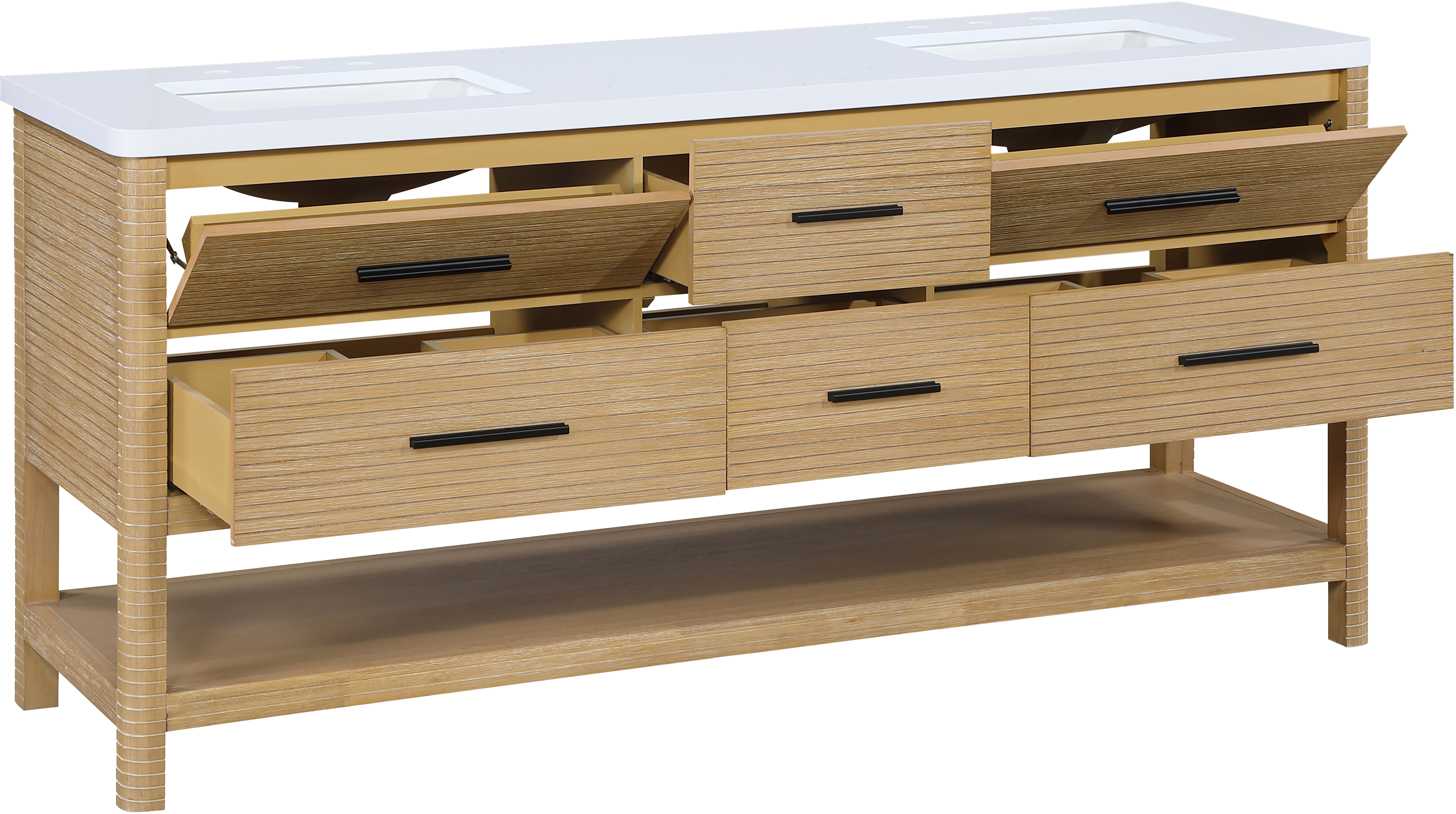 Oakwell - 72'' Bathroom Vanity - Natural / White
