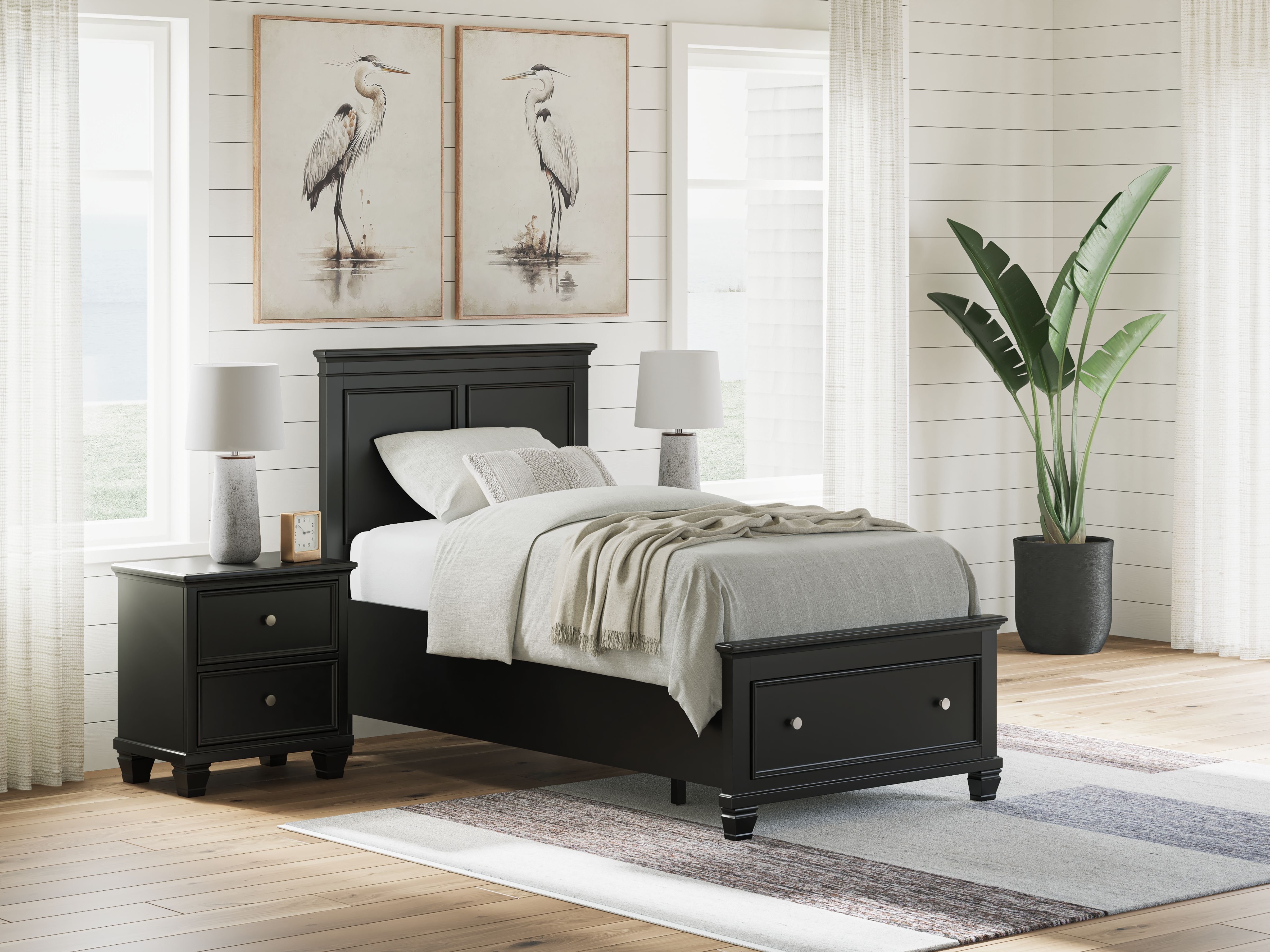 Ashley Furniture Lanolee - Twin Panel Storage Bed - Black - Image 2