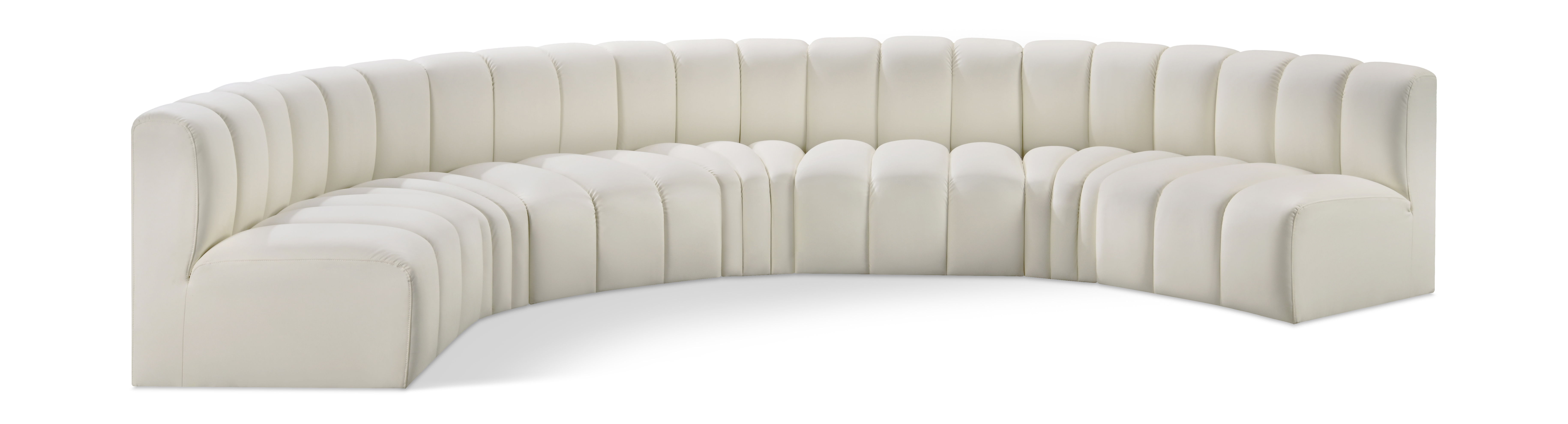 Arc - Faux Leather 7 Piece U-Shaped Modular Sofa - Cream