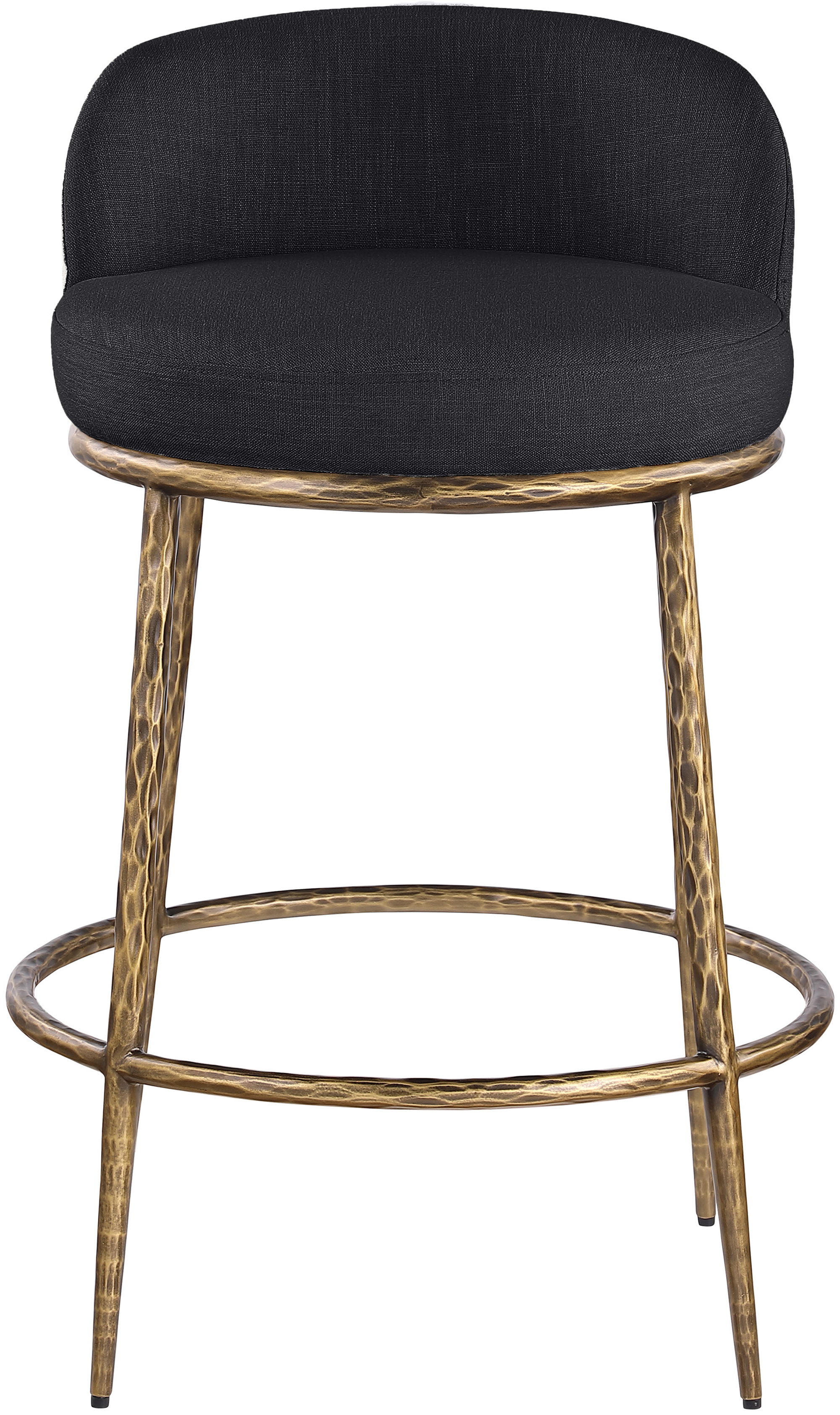 Ferro - Linen Textured Performance Fabric Upholstered Counter Stool - Black / Brushed Gold