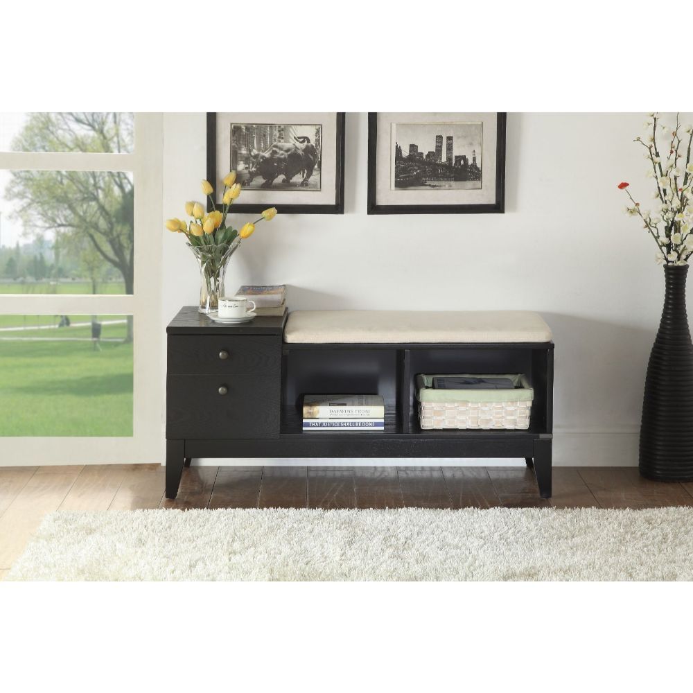 Boyet - Bench - Cream Fabric & Black, black