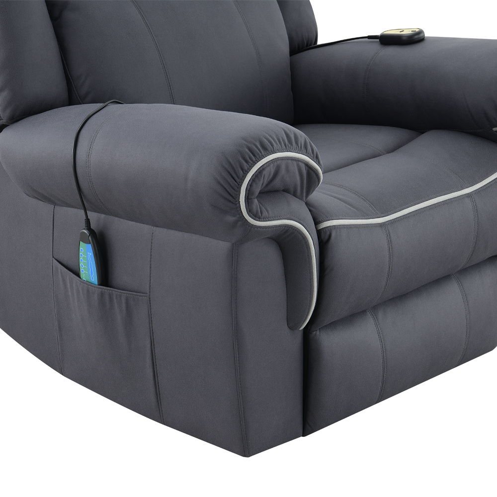 Domana - Power Recliner With Lift & Heating & Massage - Dark Blue Fabric, blue, view 8
