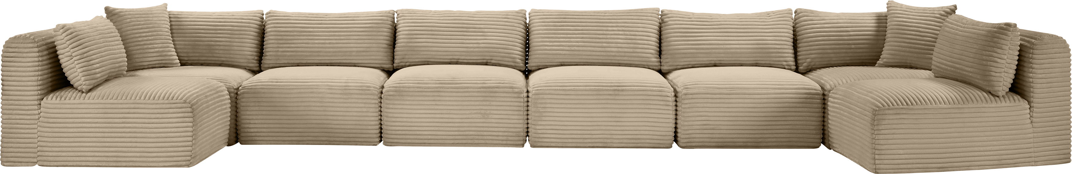 Shaggy - 8 Piece Modular U-Shaped Armless Sectional - Taupe