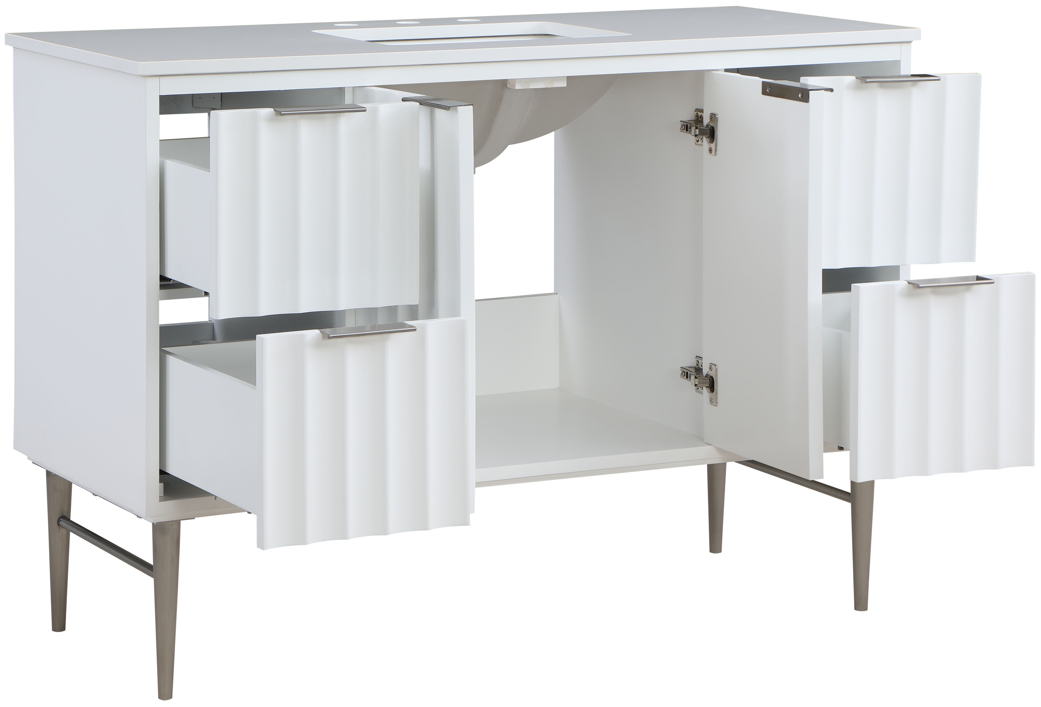 Modernist - 48" Bathroom Vanity With Chrome Legs - White