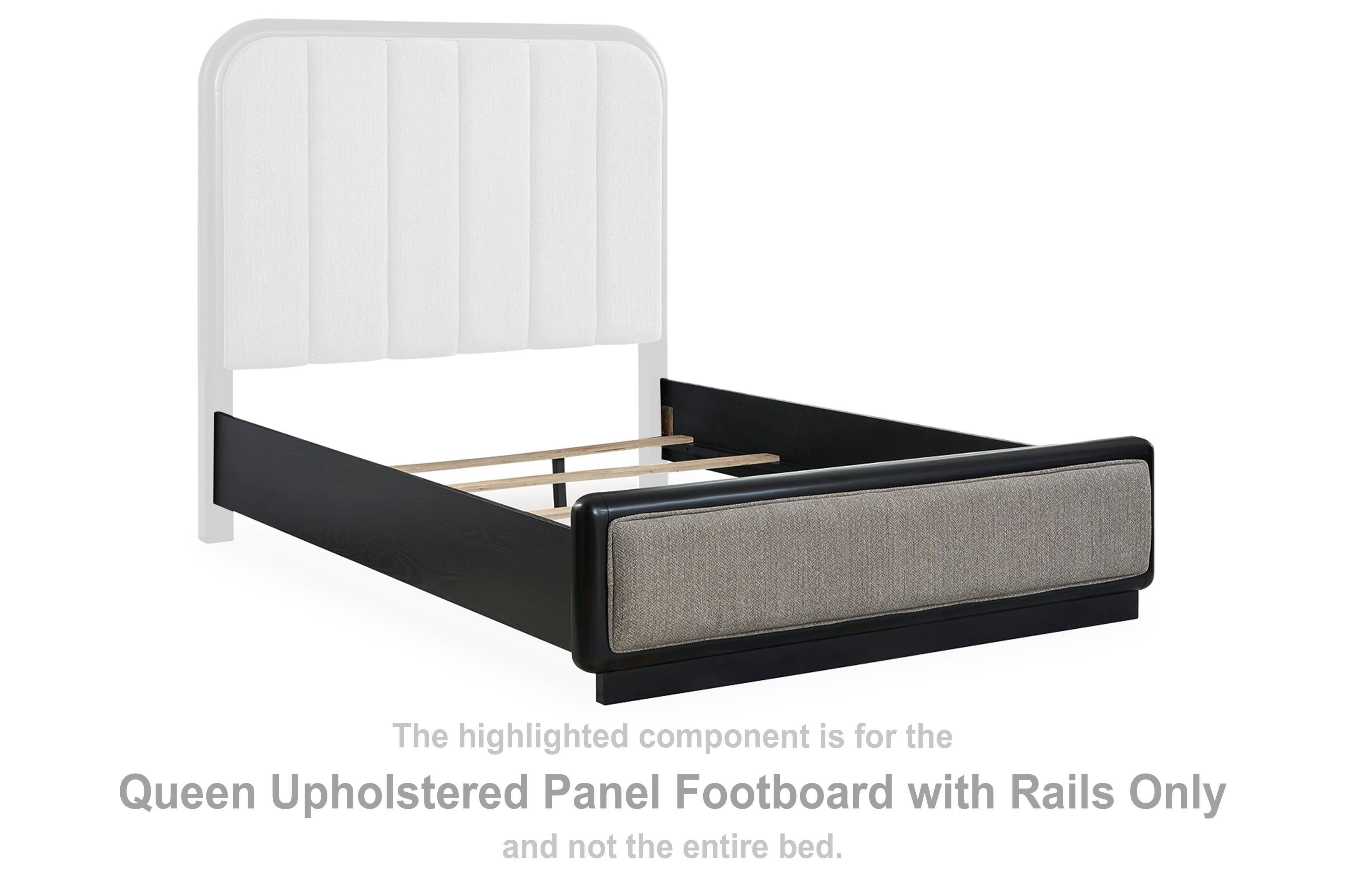 Rowanbeck – Queen Upholstered Panel Footboard With Rails – Gray / Black