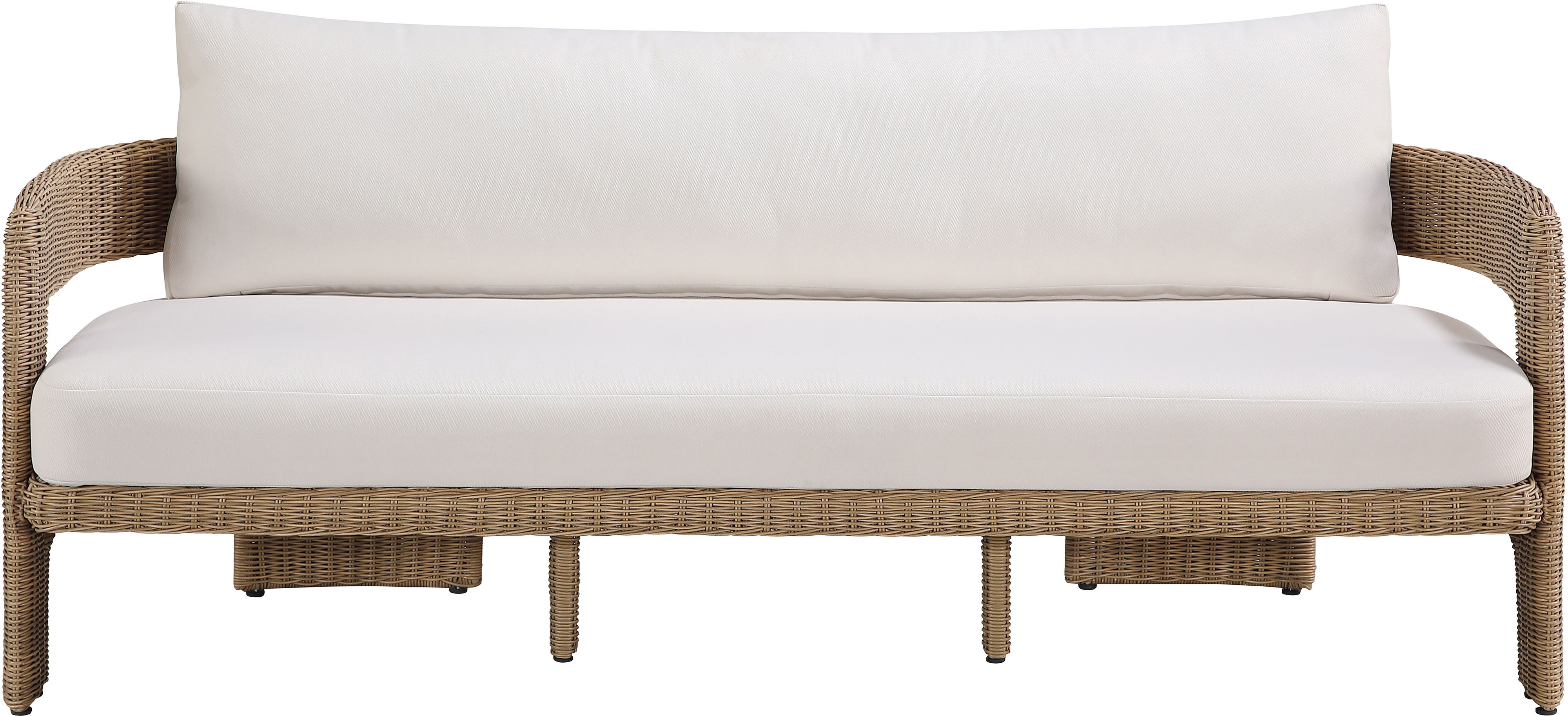 Sandbay - Olefin Water Resistant Fabric And Wicker Outdoor Patio Sofa - Beige