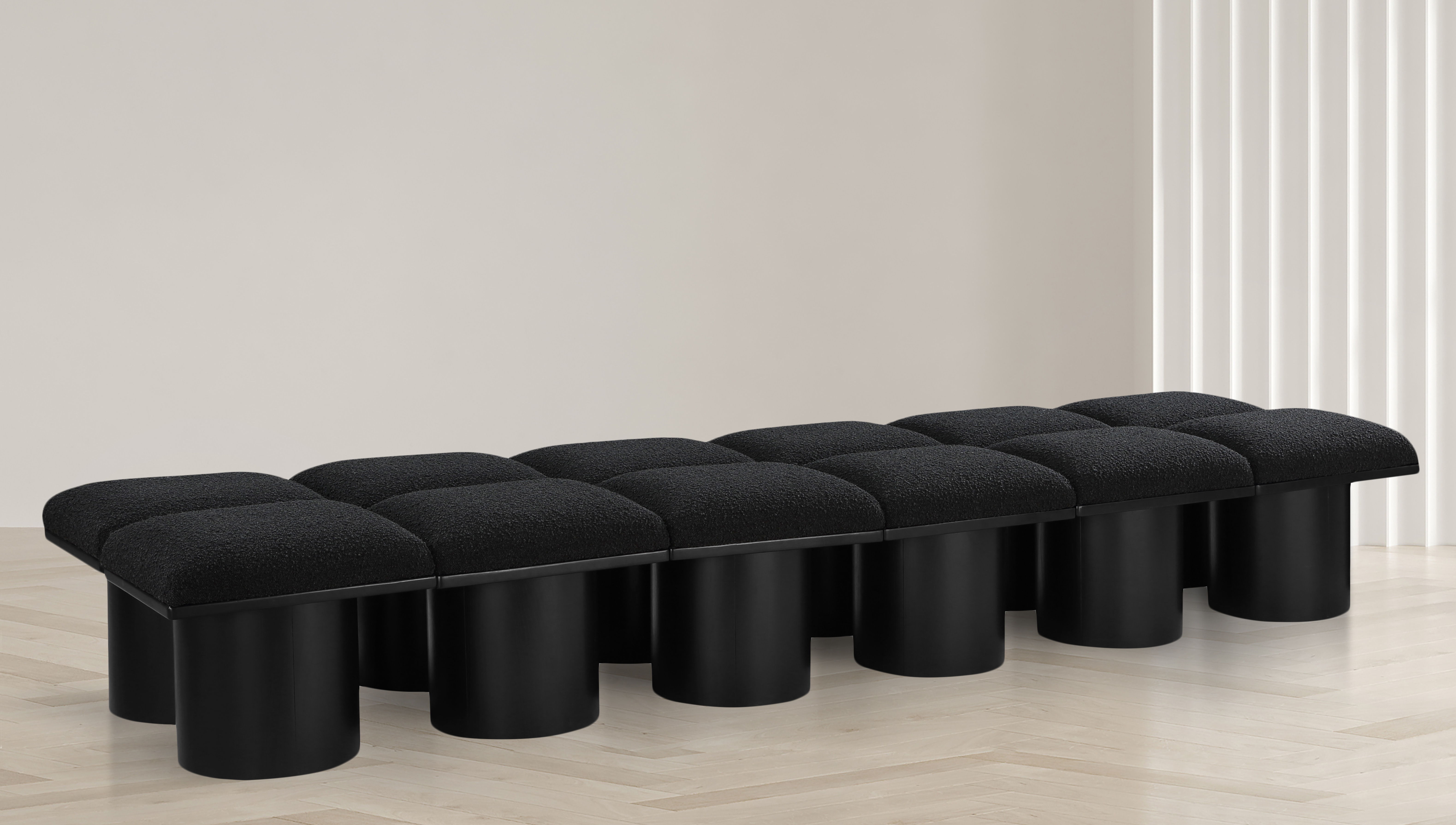 Pavilion - 108" 12 Piece Modular Bench With Black Base - Black