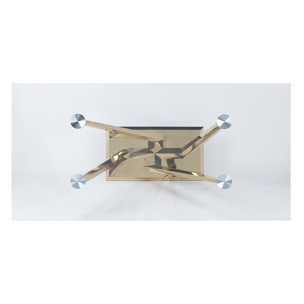 Barnard - Dining Table - Clear Glass & Mirrored Gold, beige, view 2
