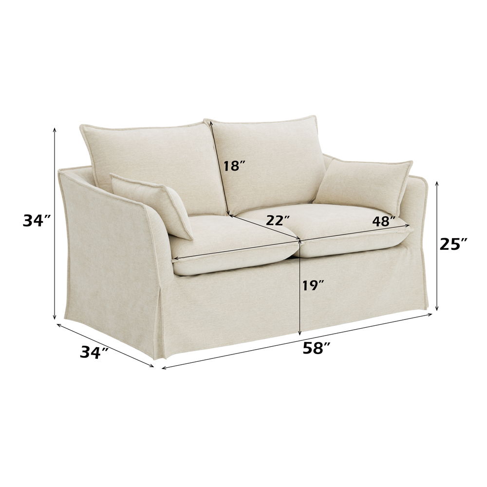 Shane - Loveseat With 2 Pillows - Beige Linen, beige, view 6