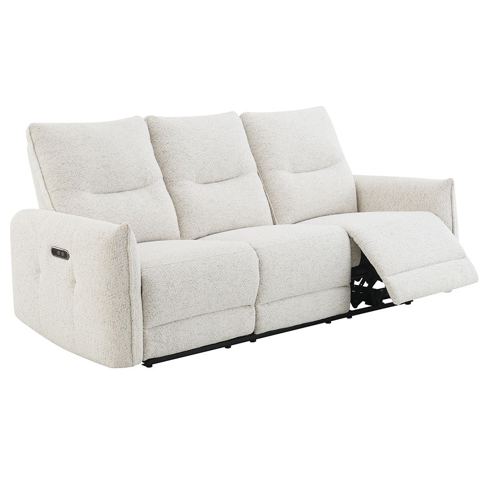 Lalisa - Power Motion Sofa With USB Port - Cream Chenille, white, view 3