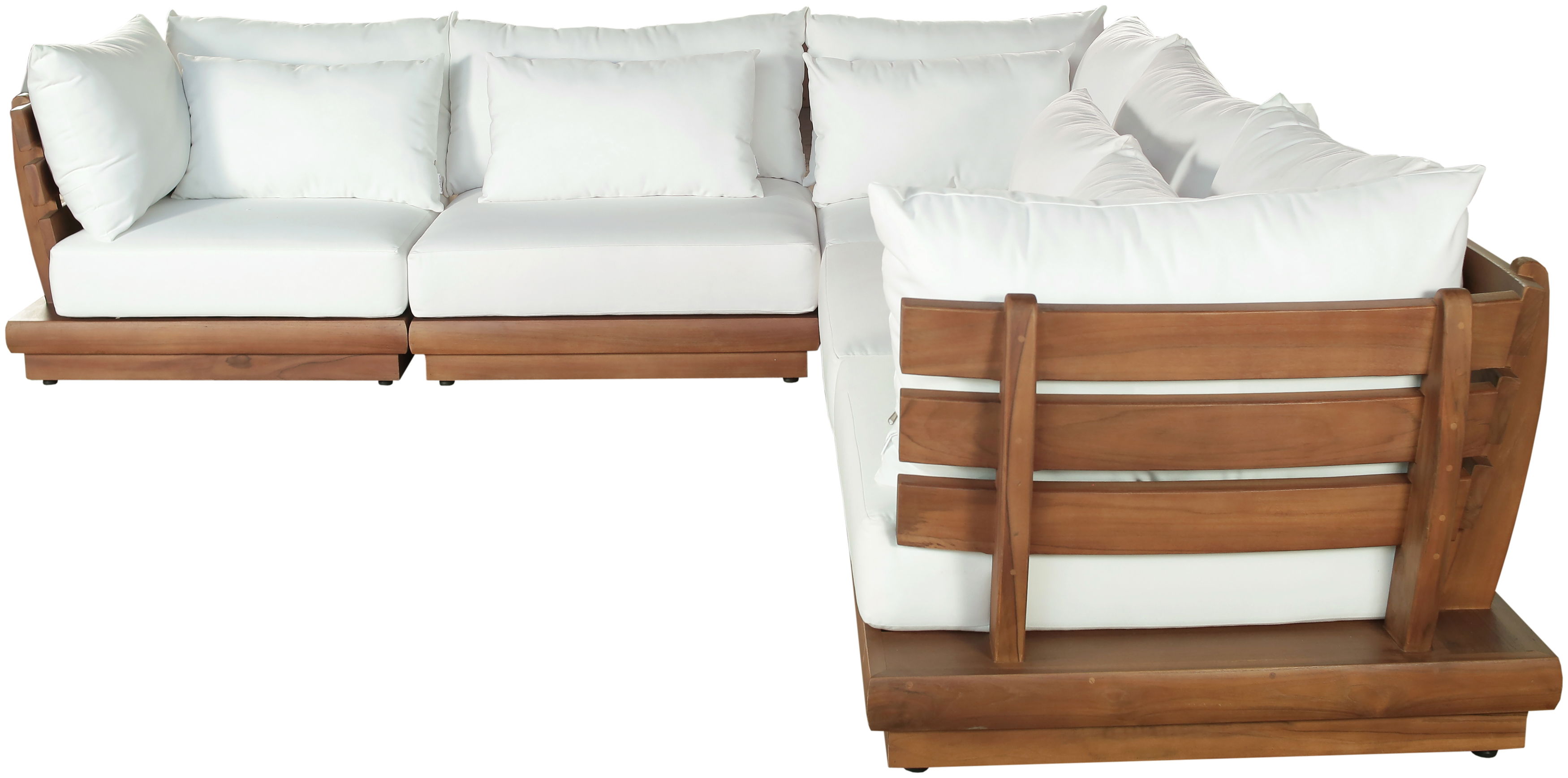 Mirella - 5 Piece Water Resistant Fabric 113" Upholstered Outdoor Patio Modular Sectional - Off-White