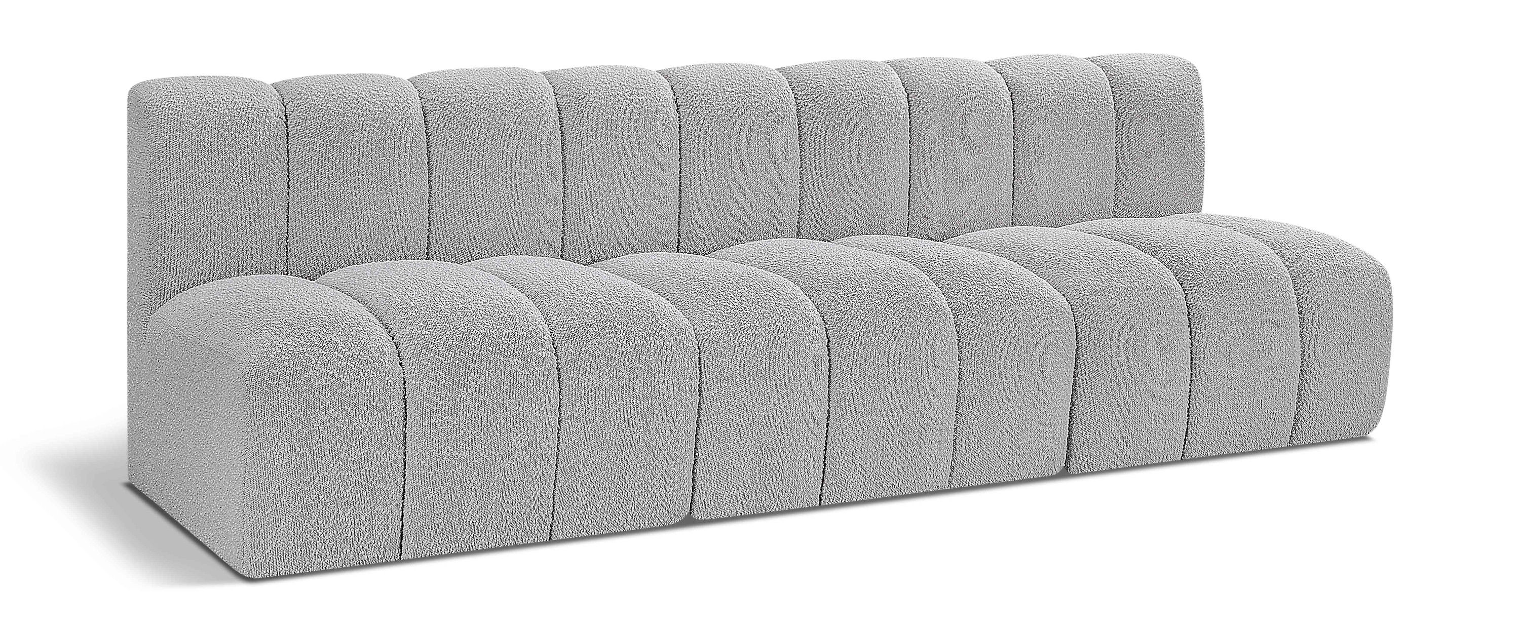 Arc - Boucle Fabric 3 Seats Modular Sofa - Gray