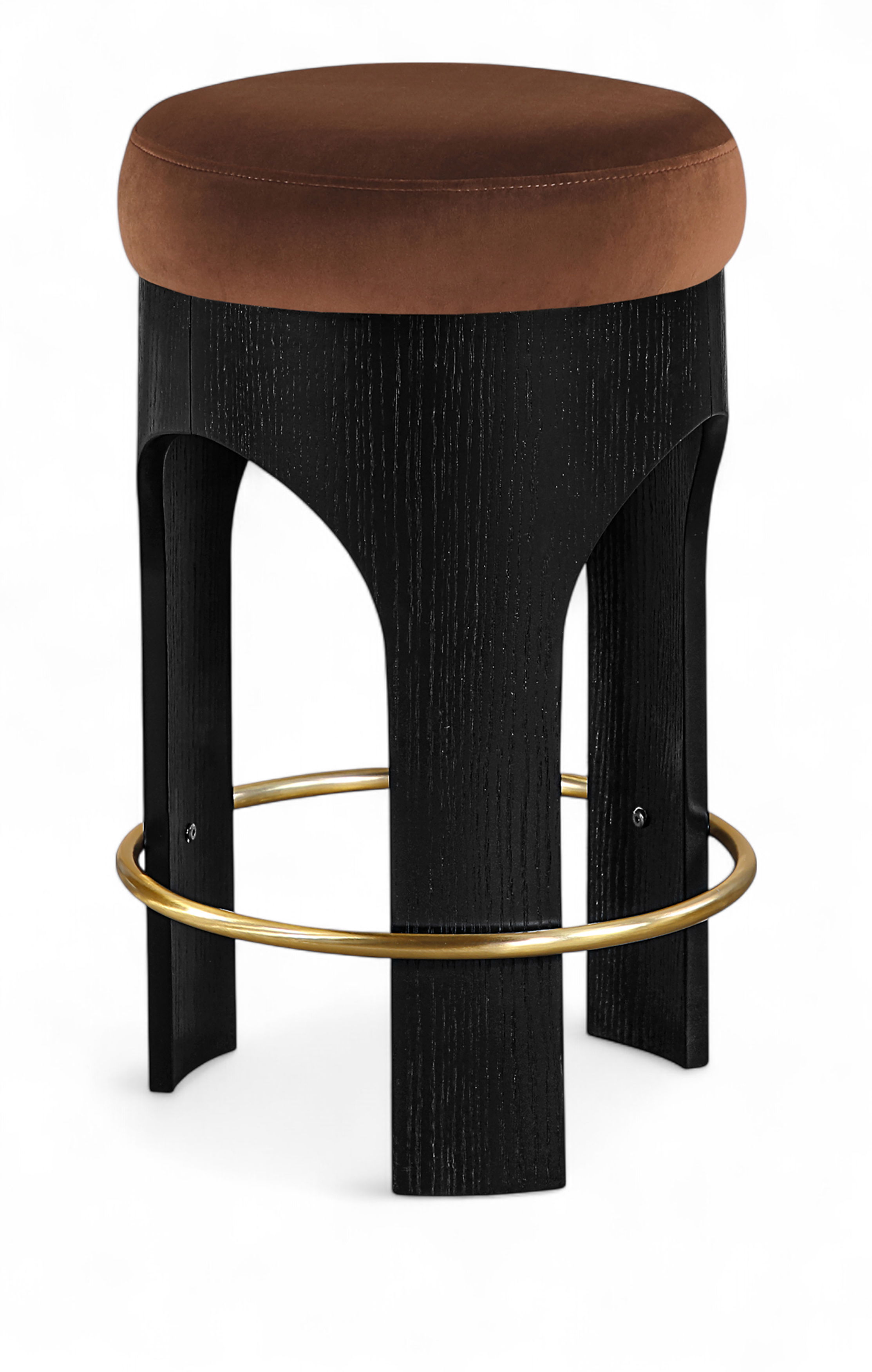 Bocceli - Velvet Upholstered Counter Stool - Cognac