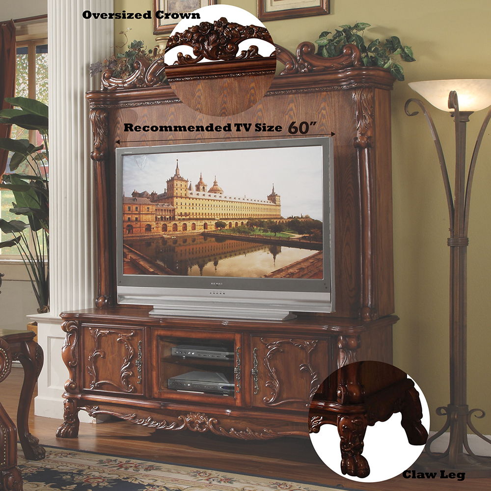 Dresden - 81" Entertainment Center - Cherry Oak, dark brown, view 3