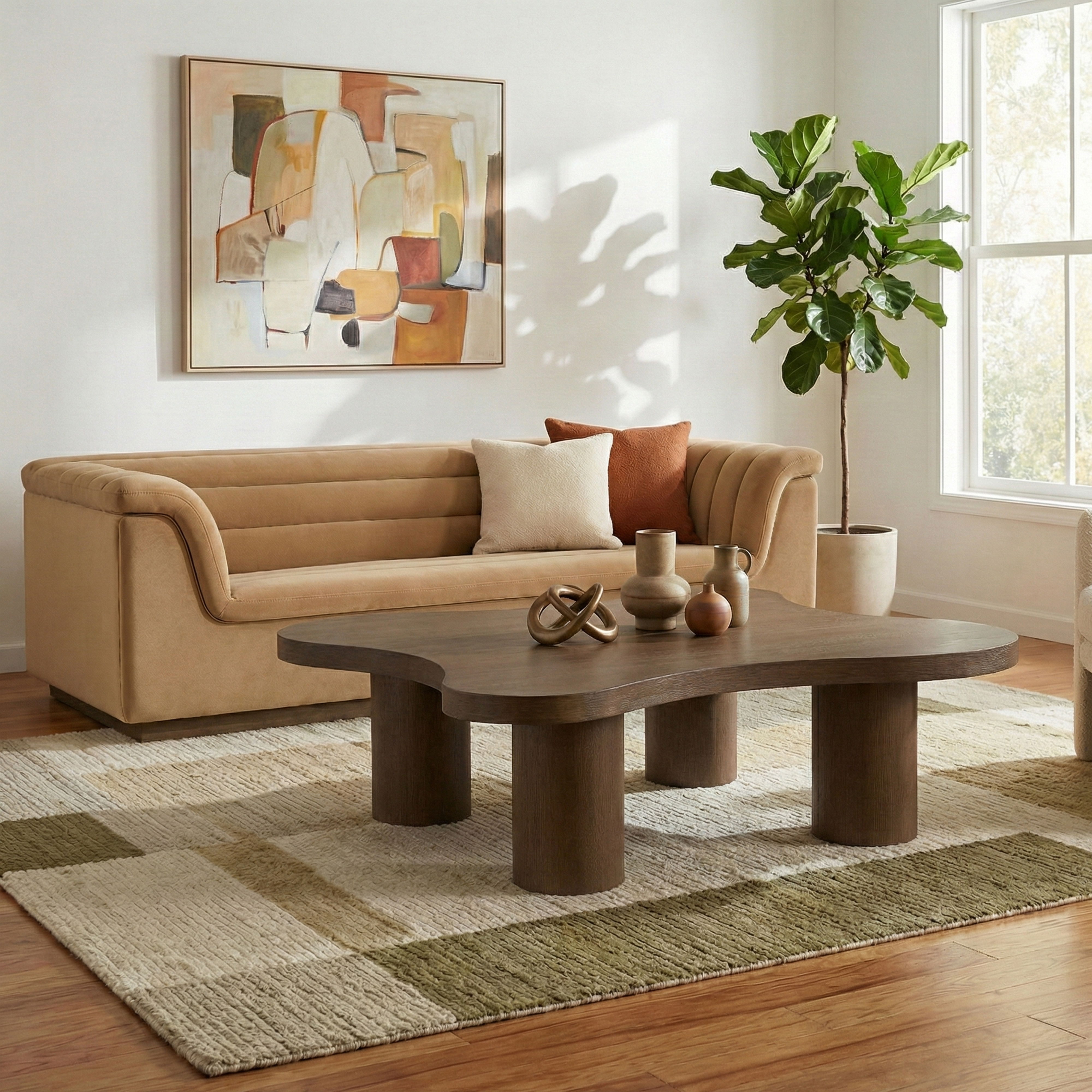 Cove - 48" Oak Veneer And Solid Wood Coffee Table - Brown Walnut