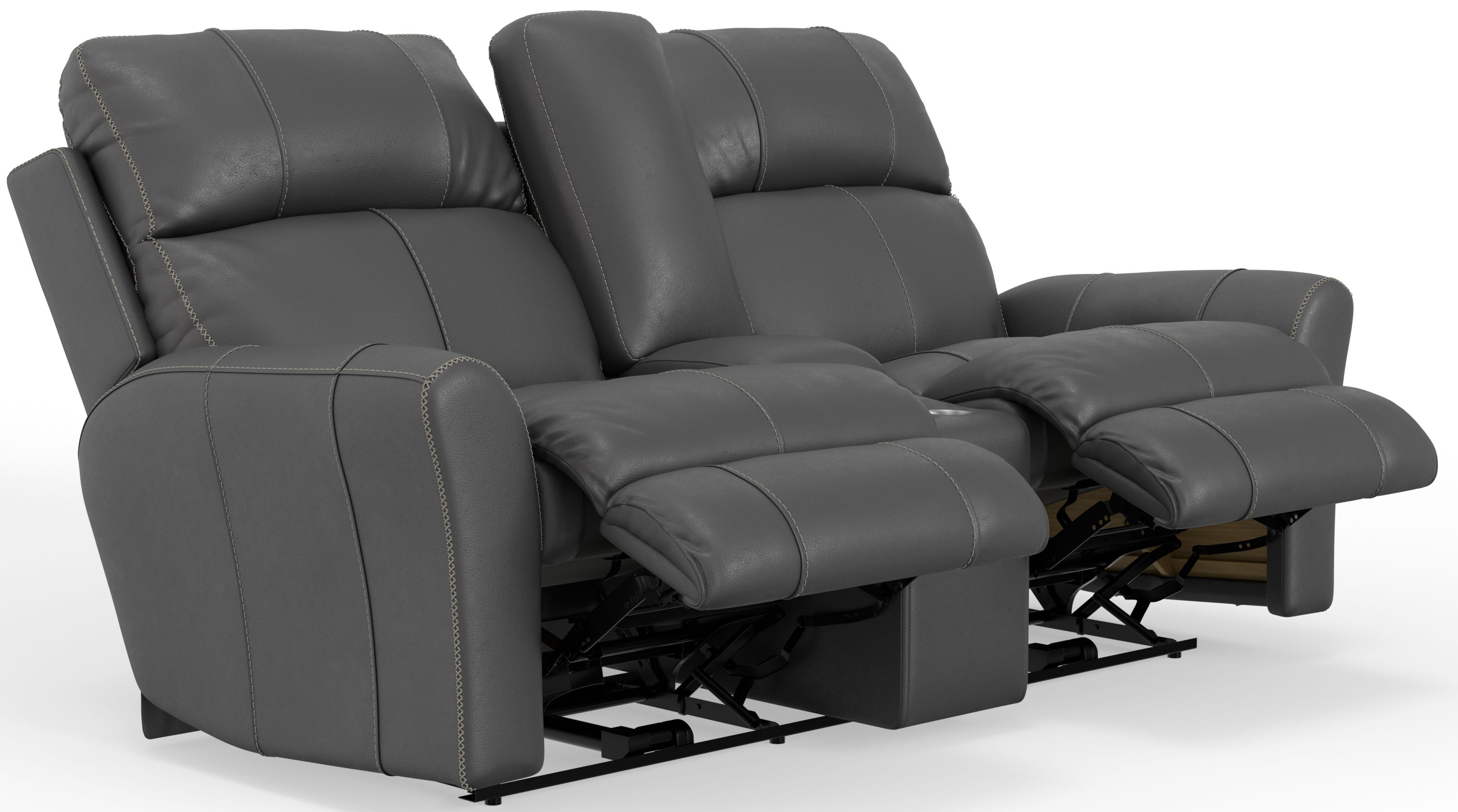 Fredda - Italian Leather Match Power Zero Gravity Reclining Console Loveseat With Power Adjustable Headrest - Anthracite